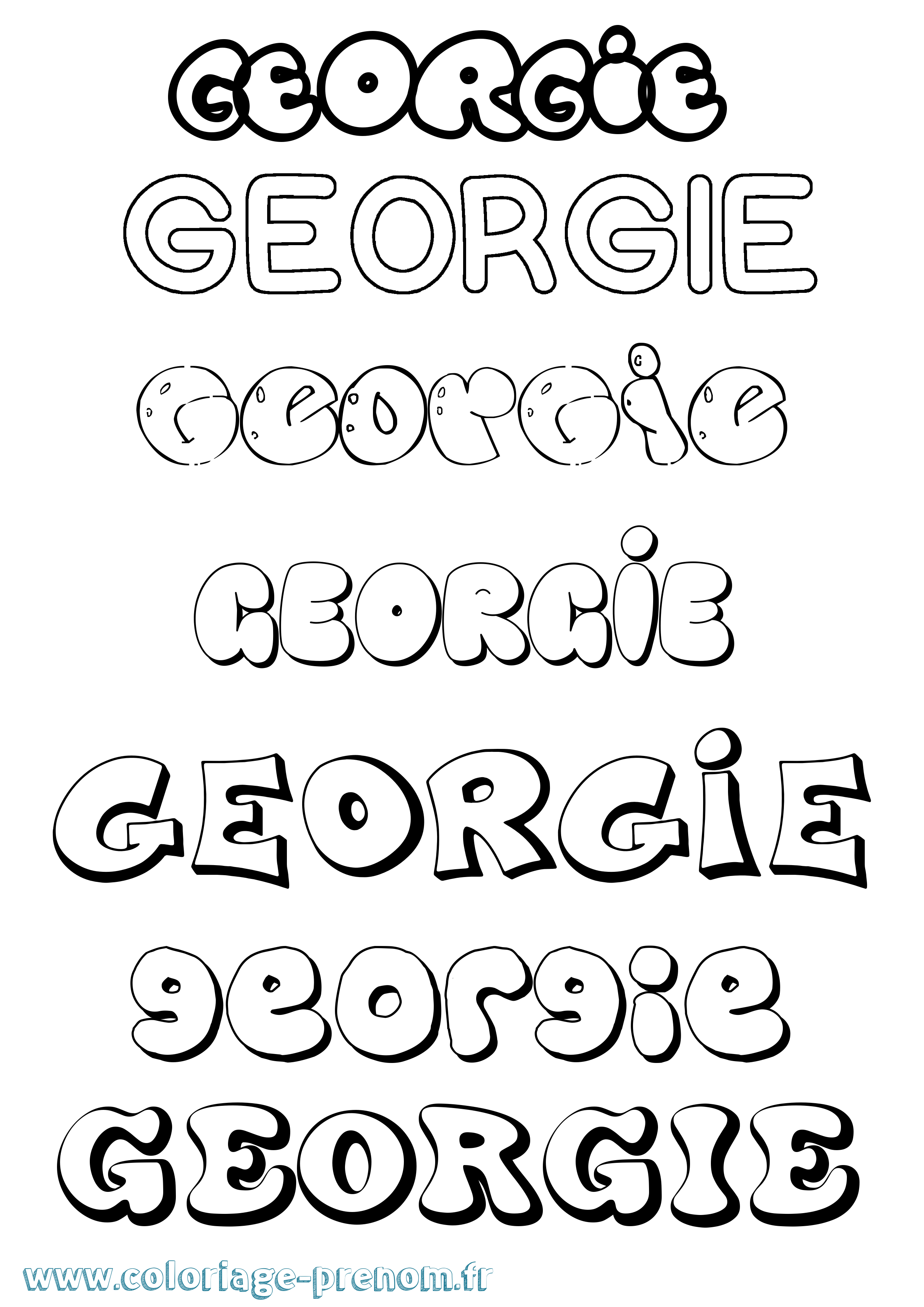 Coloriage prénom Georgie Bubble