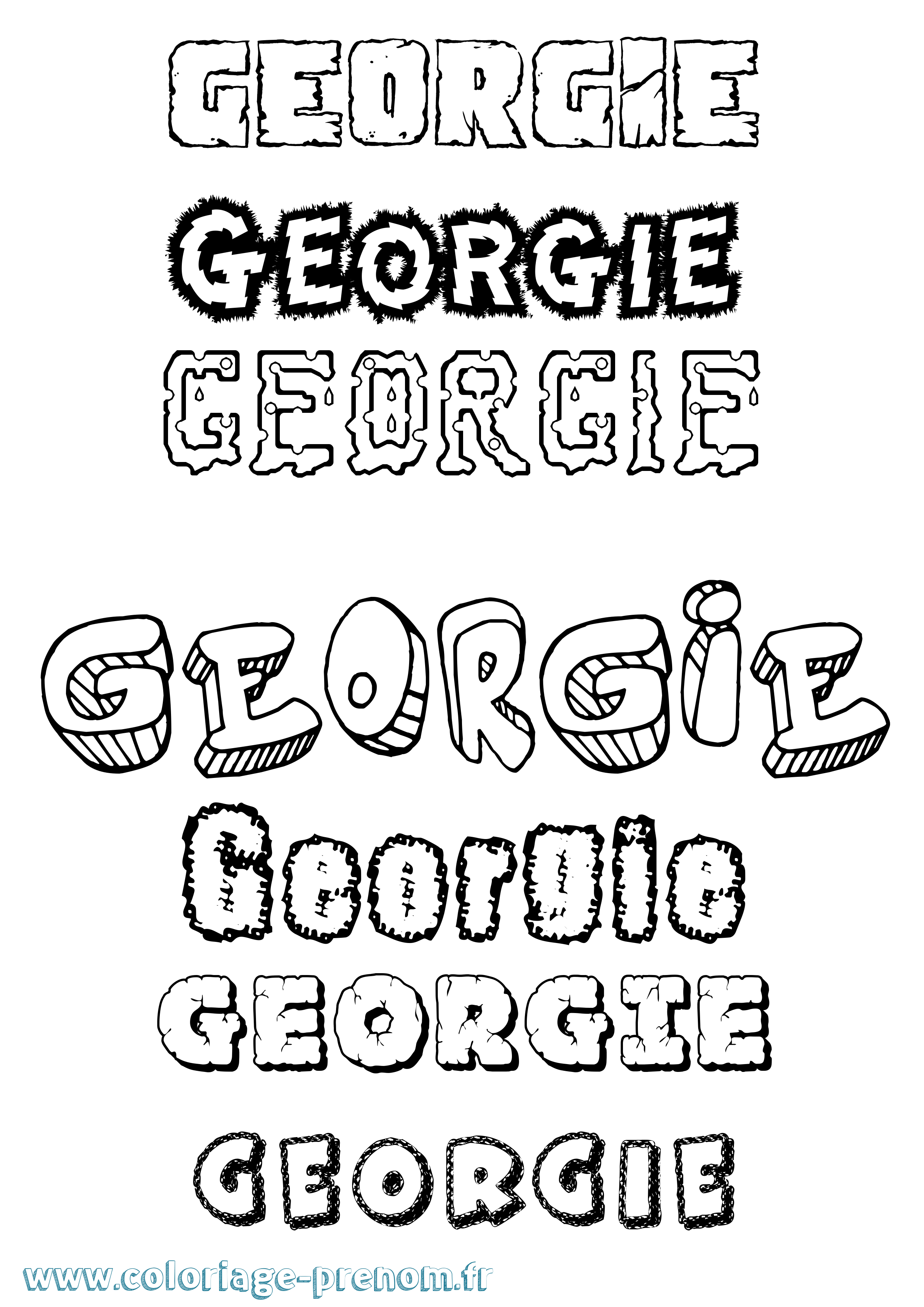 Coloriage prénom Georgie Destructuré