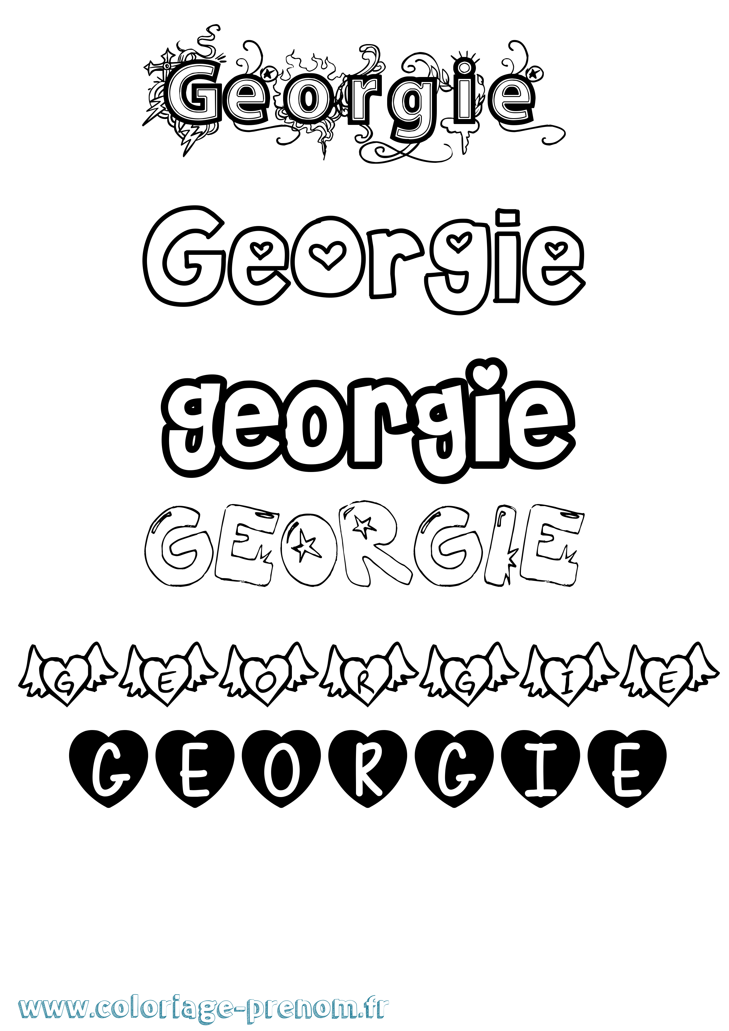 Coloriage prénom Georgie Girly
