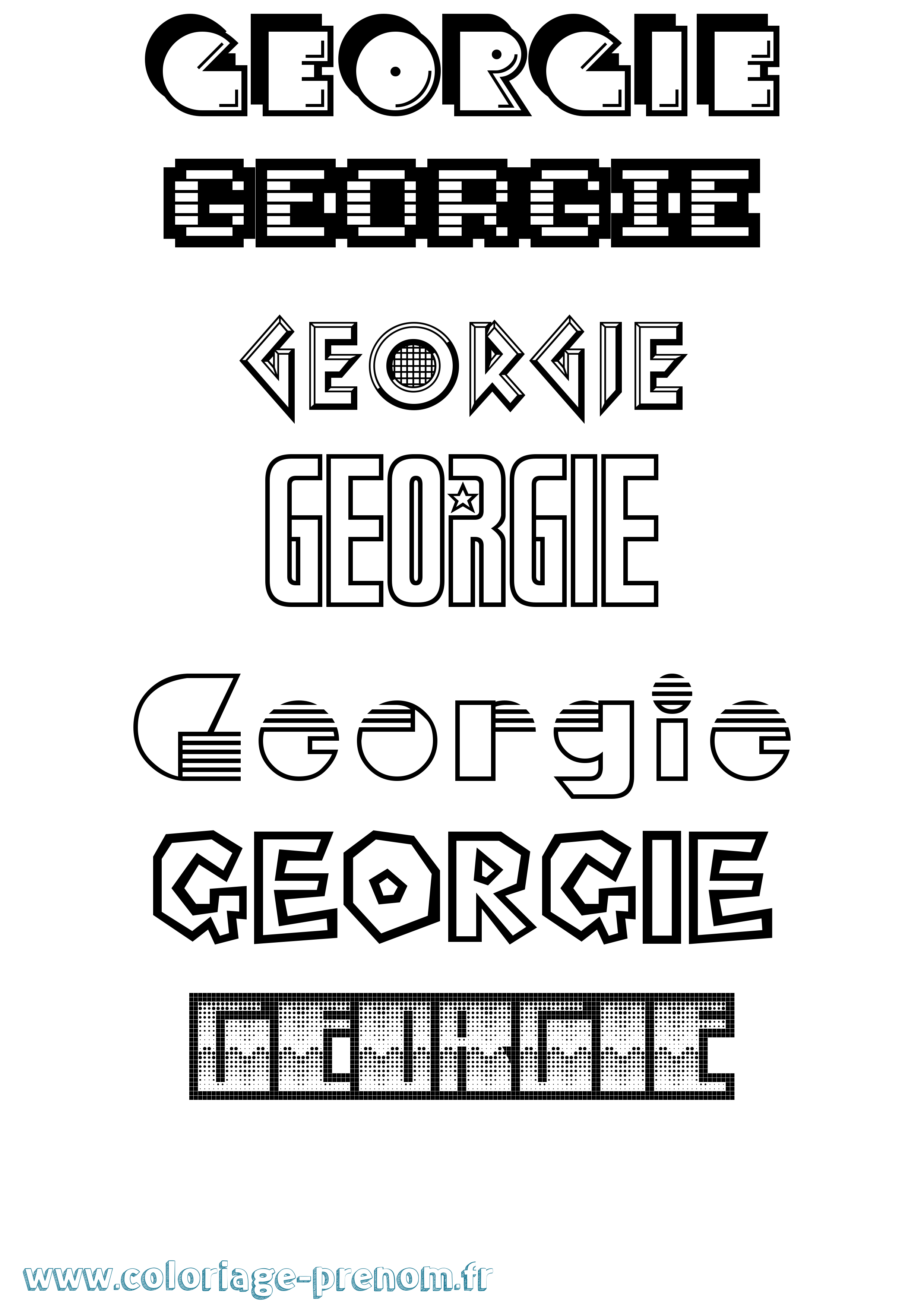 Coloriage prénom Georgie Jeux Vidéos