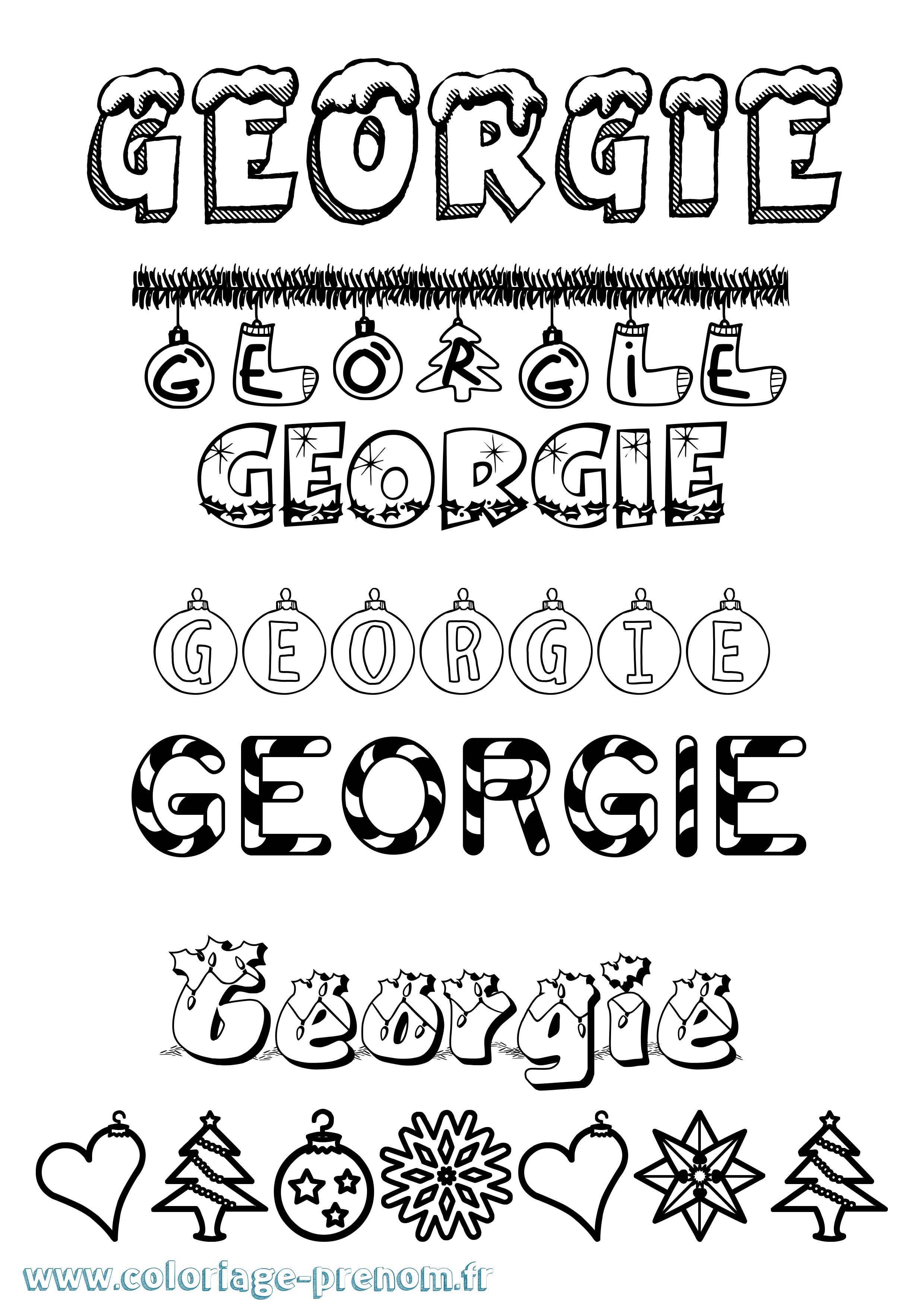 Coloriage prénom Georgie Noël