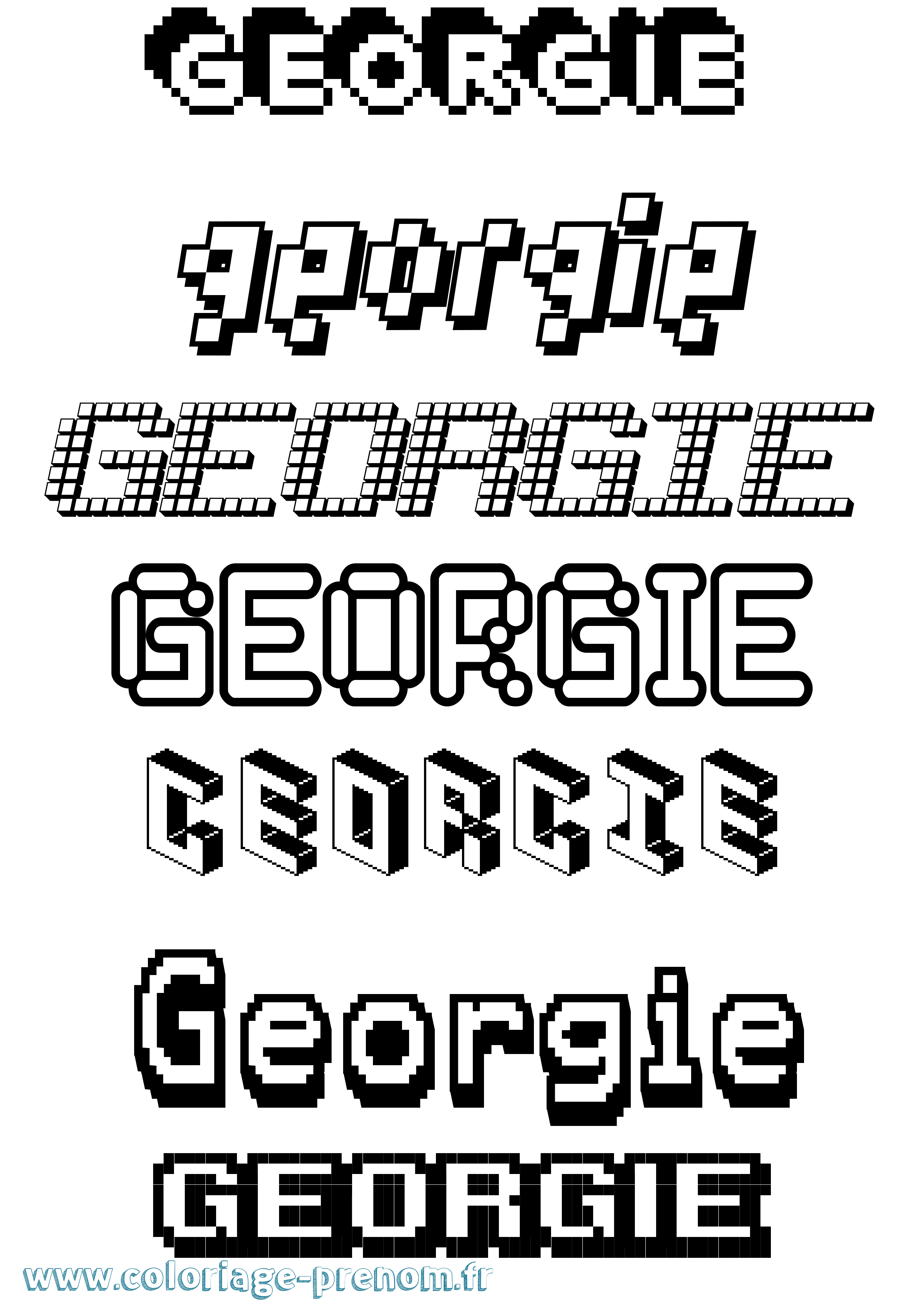 Coloriage prénom Georgie Pixel
