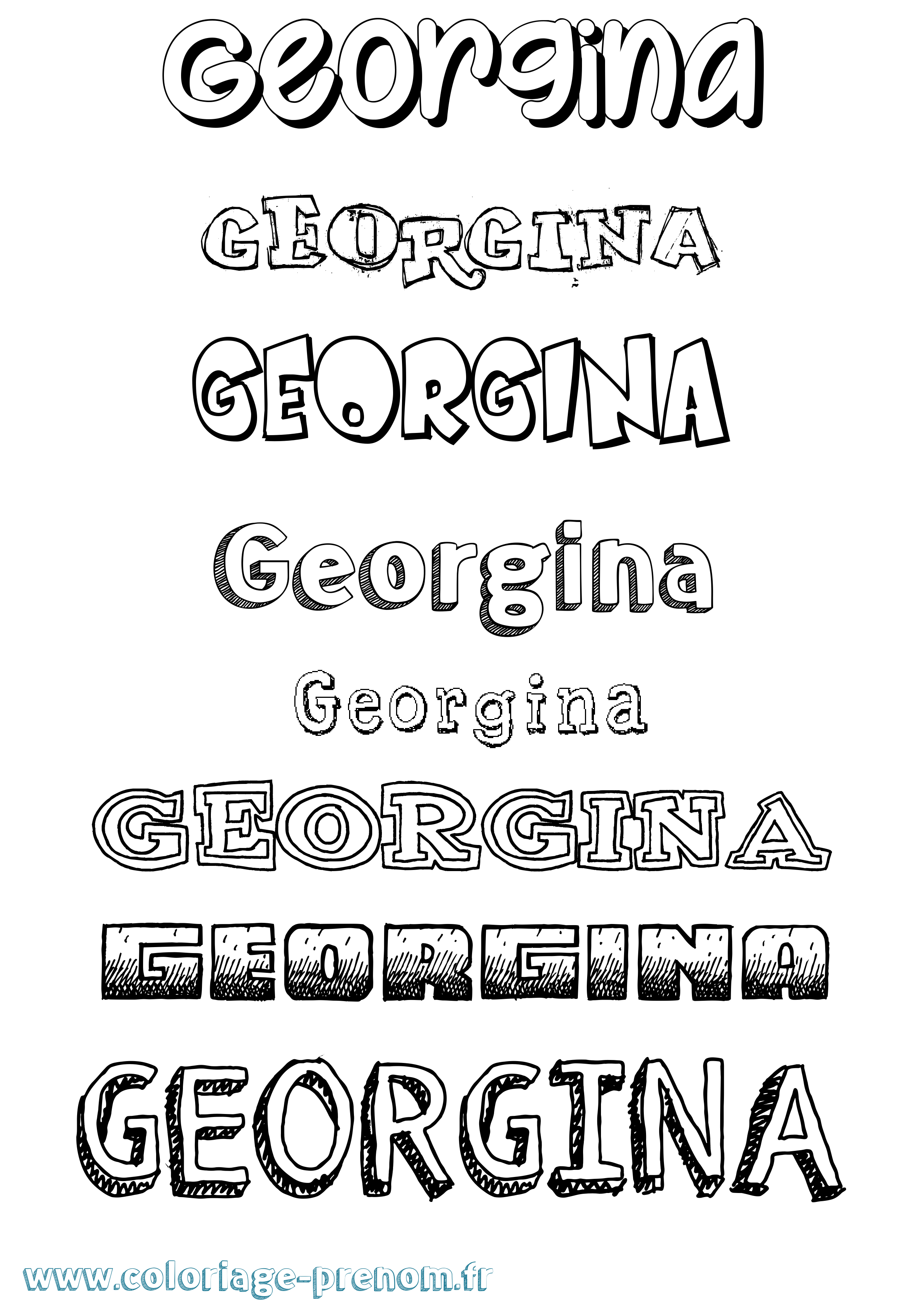 Coloriage prénom Georgina Dessiné