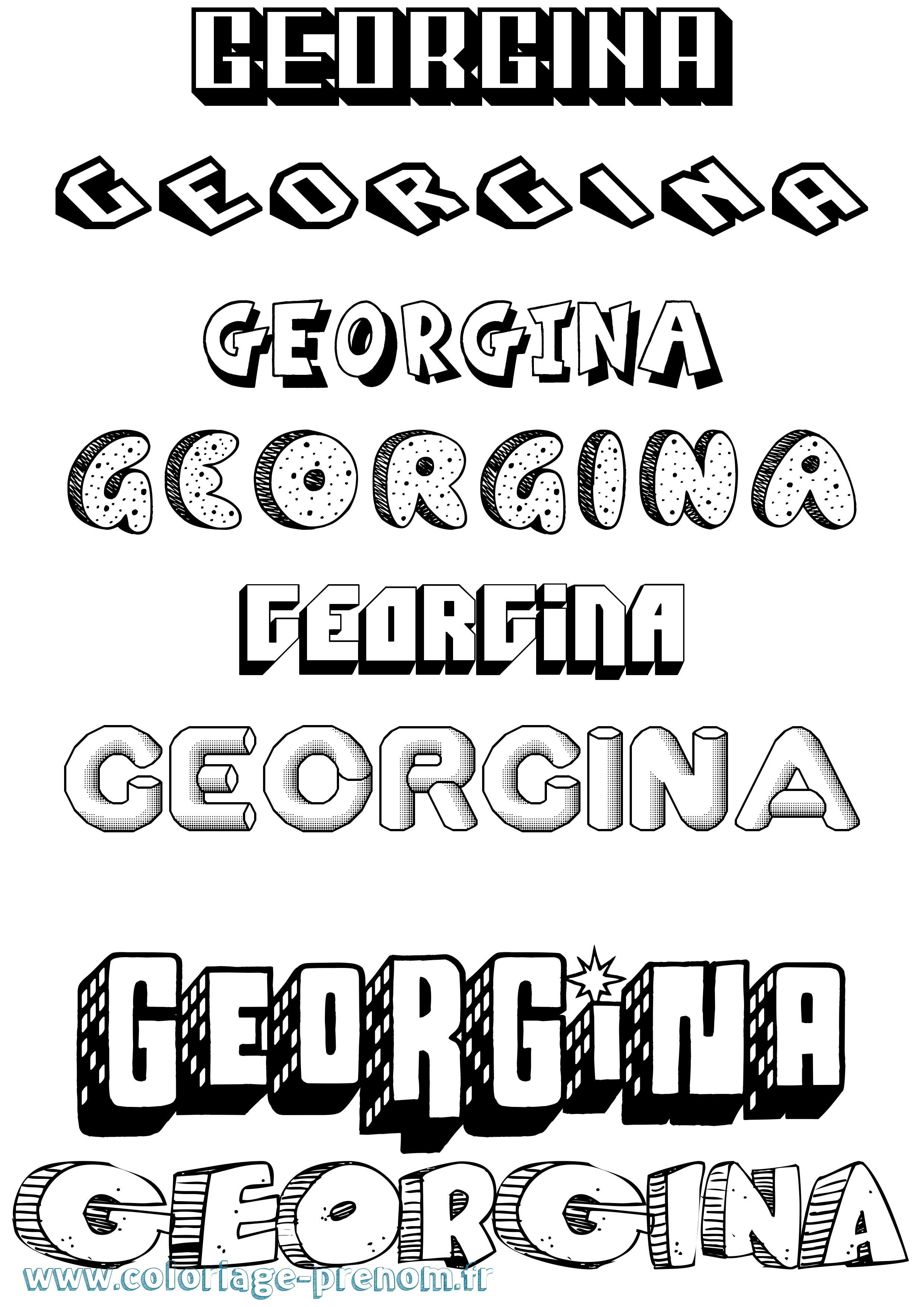 Coloriage prénom Georgina Effet 3D