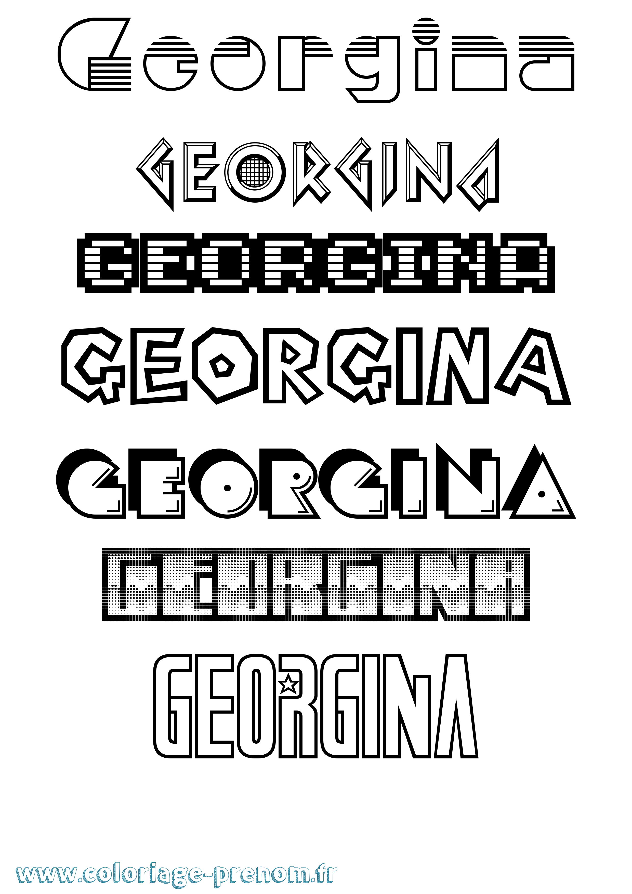 Coloriage prénom Georgina Jeux Vidéos