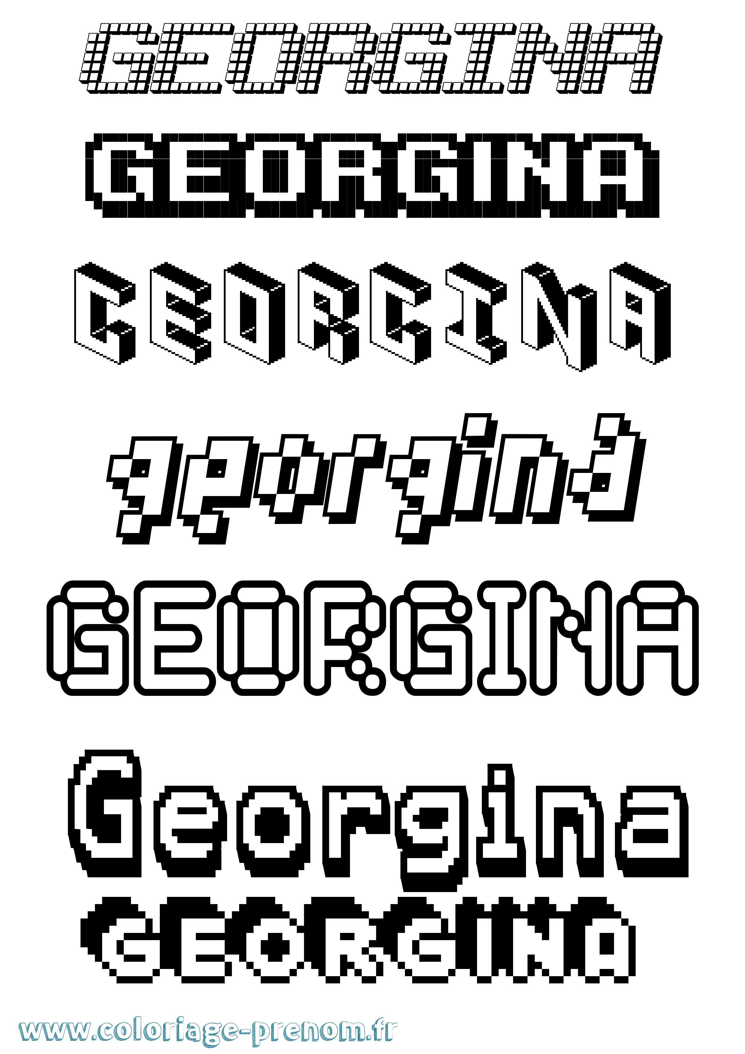 Coloriage prénom Georgina Pixel