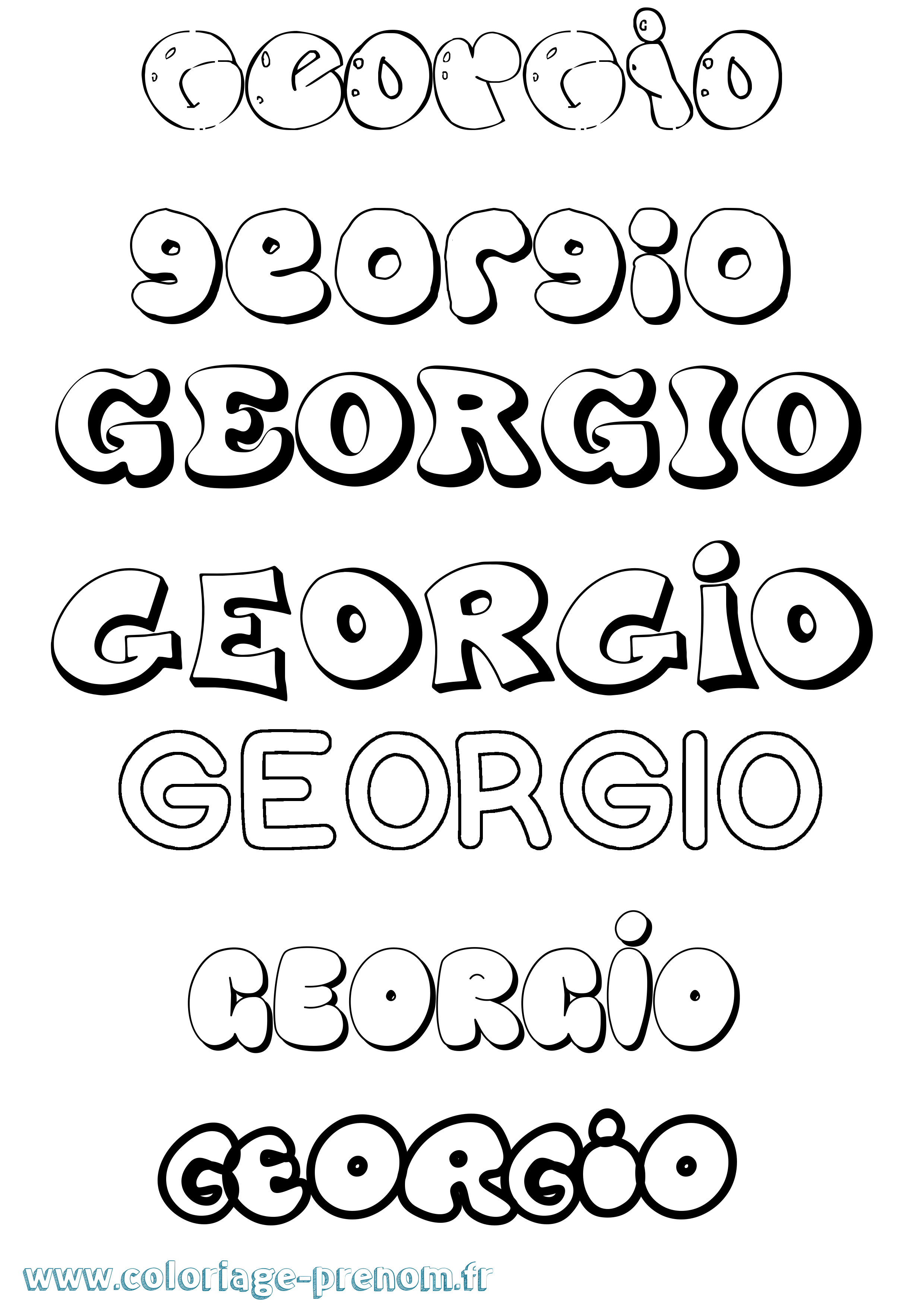 Coloriage prénom Georgio Bubble