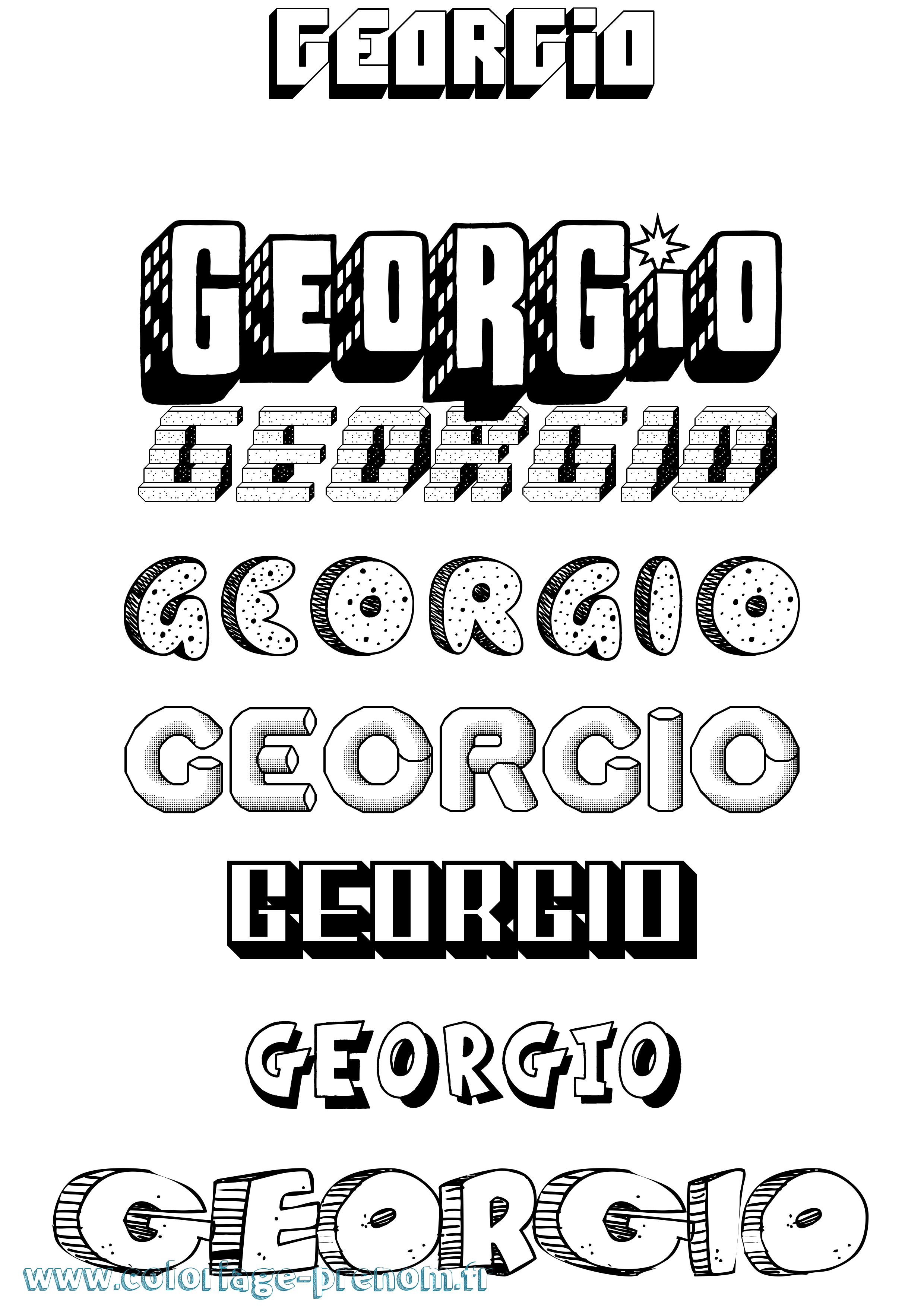 Coloriage prénom Georgio Effet 3D