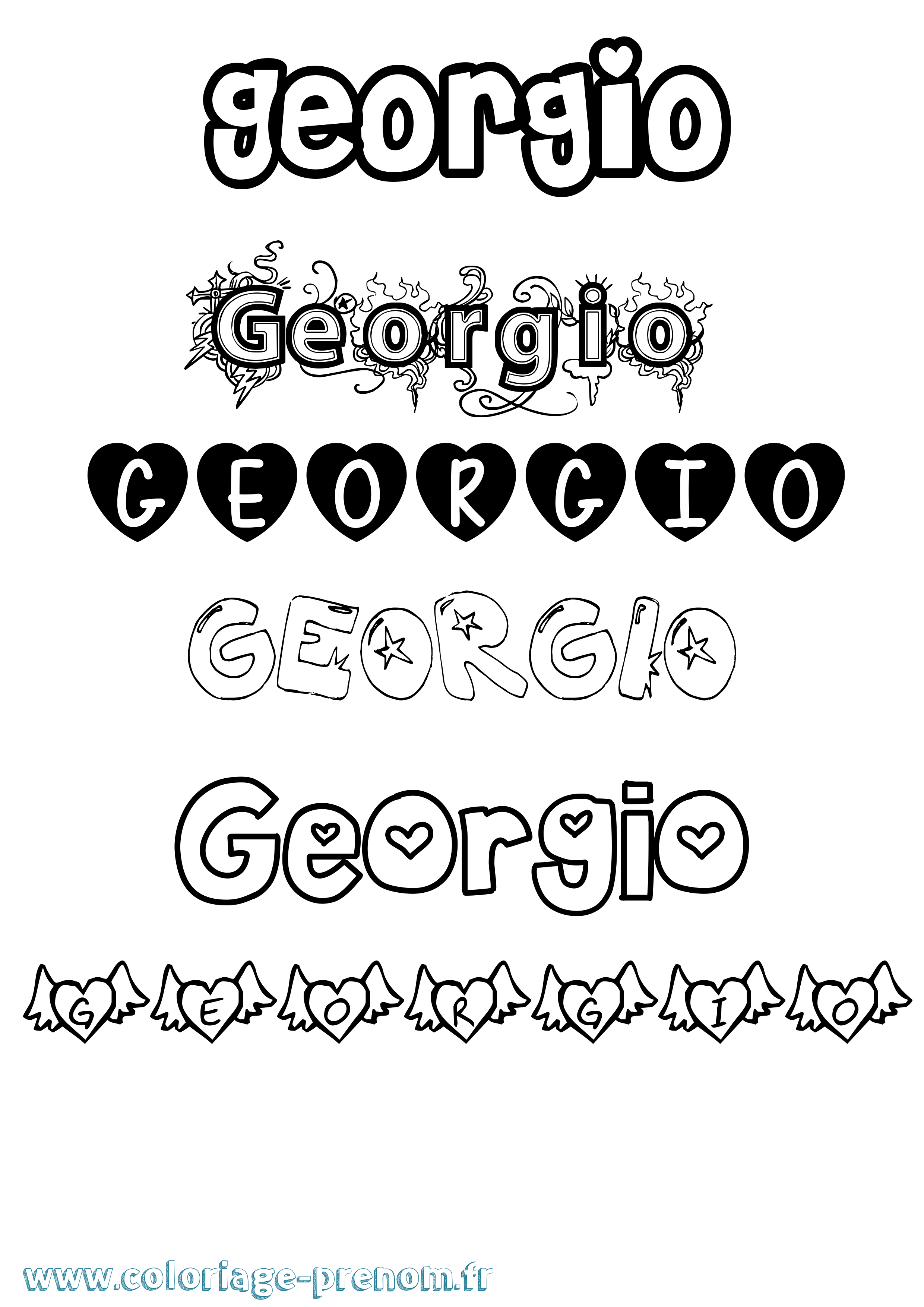 Coloriage prénom Georgio Girly