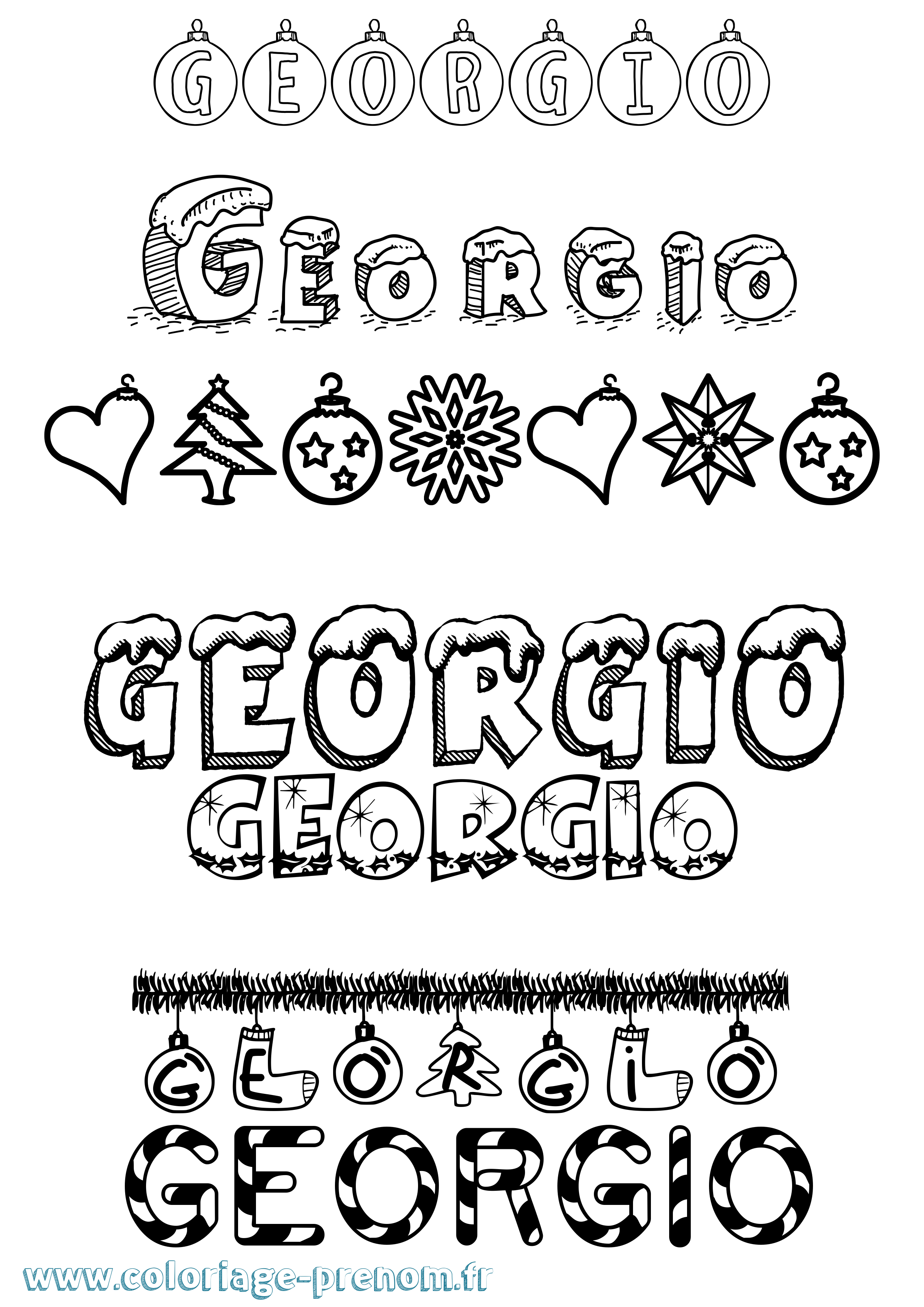 Coloriage prénom Georgio Noël