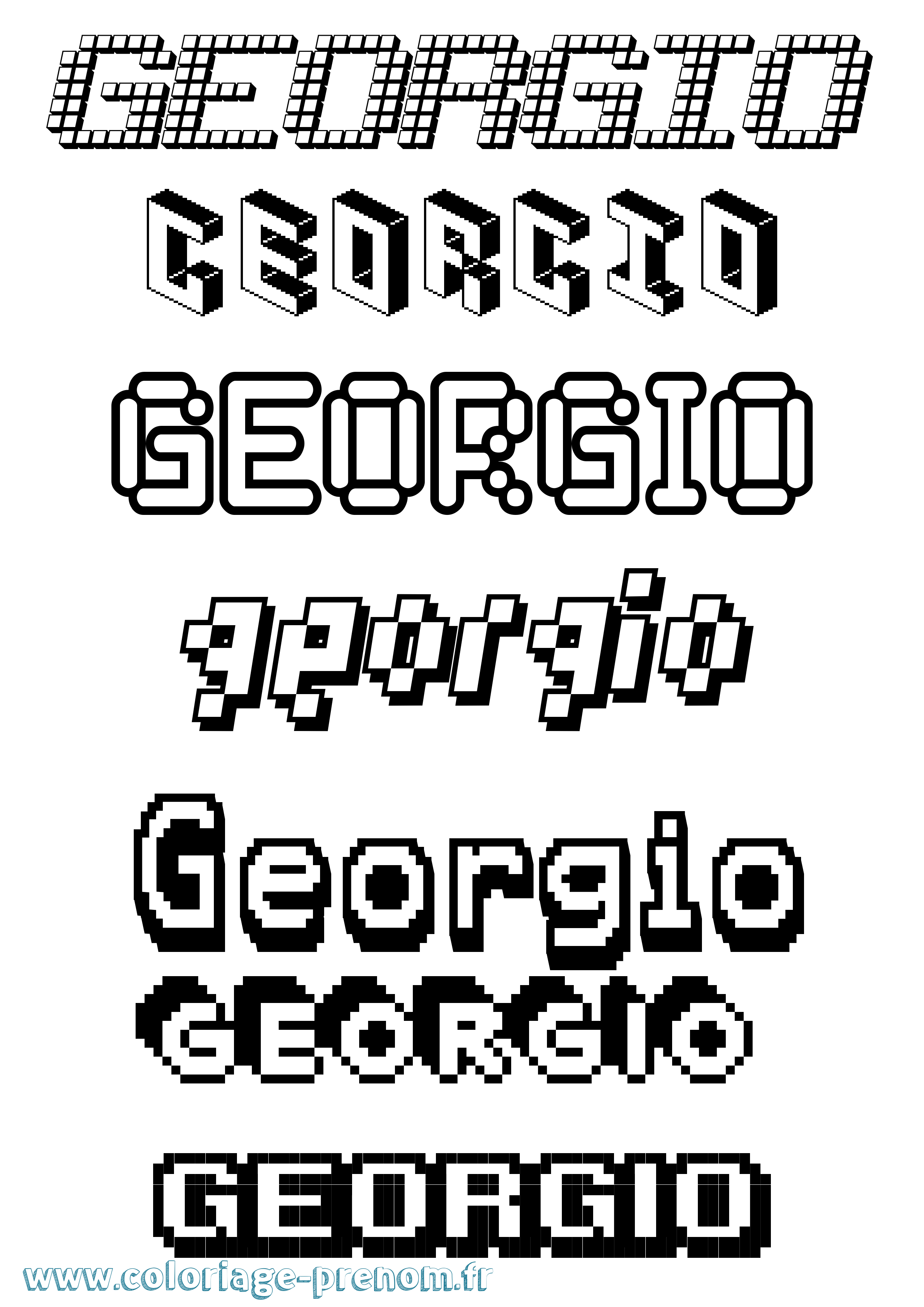 Coloriage prénom Georgio Pixel