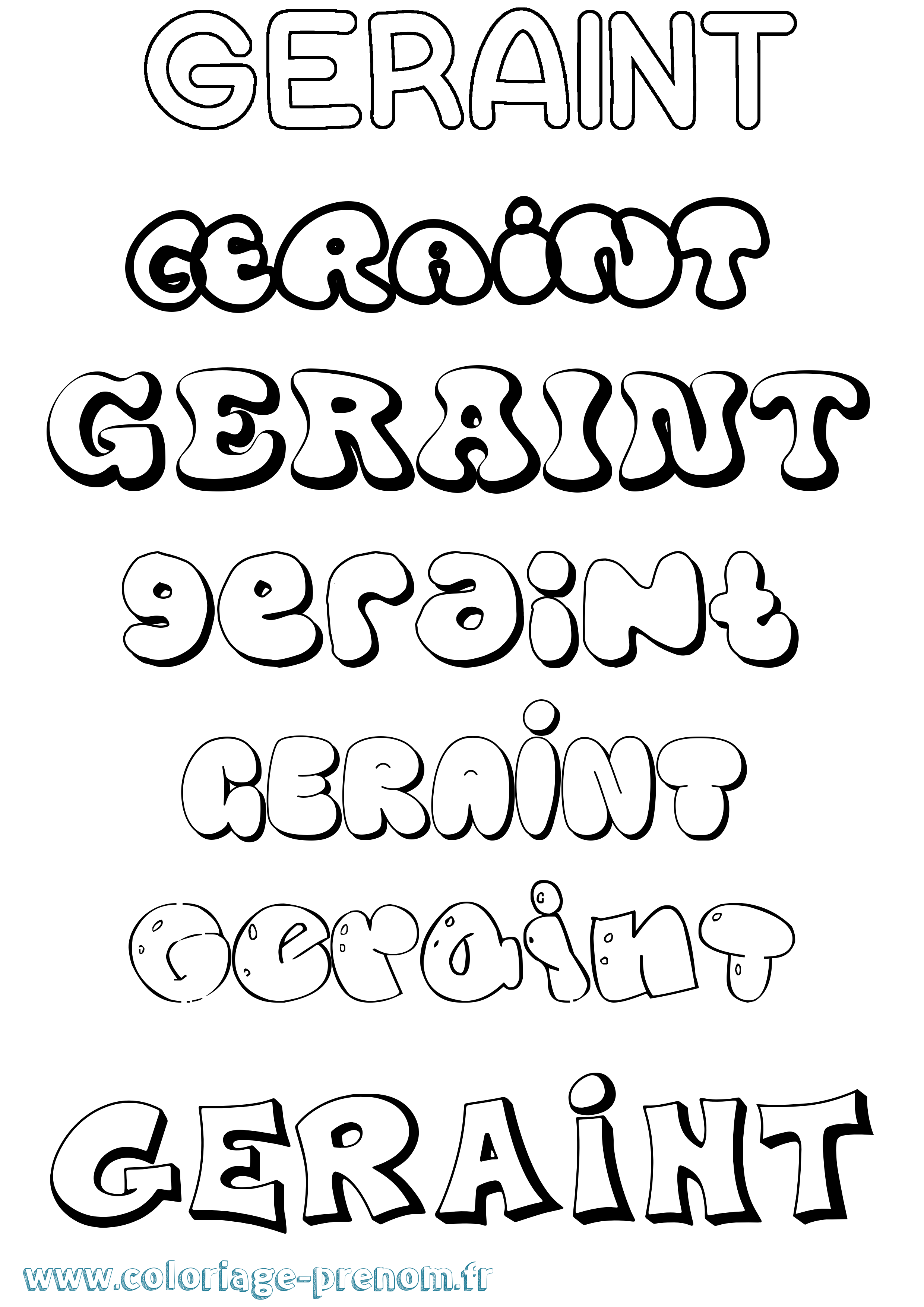 Coloriage prénom Geraint Bubble