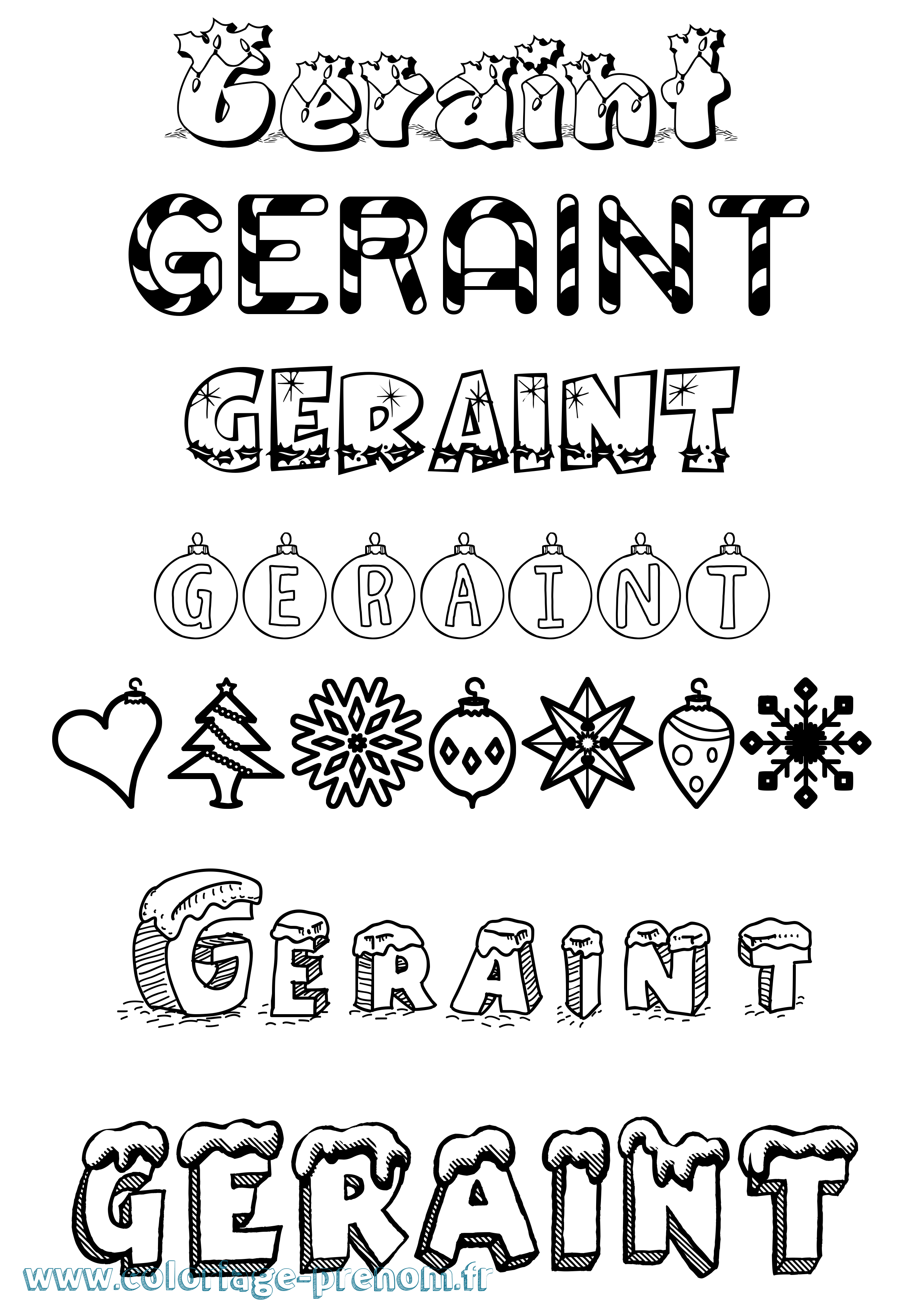 Coloriage prénom Geraint Noël