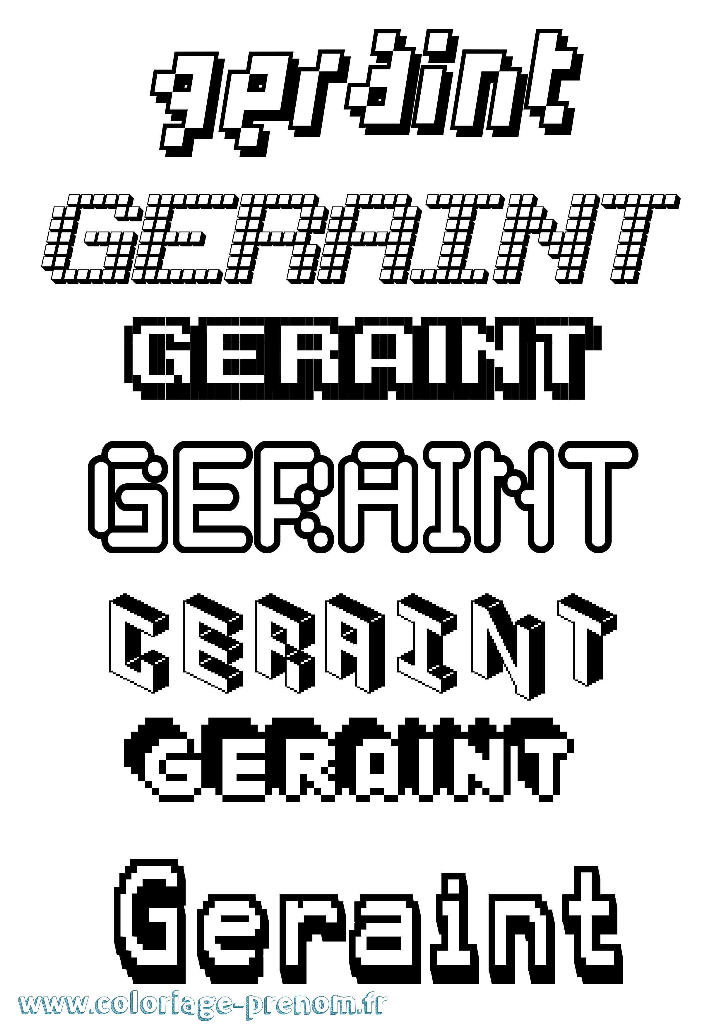 Coloriage prénom Geraint Pixel