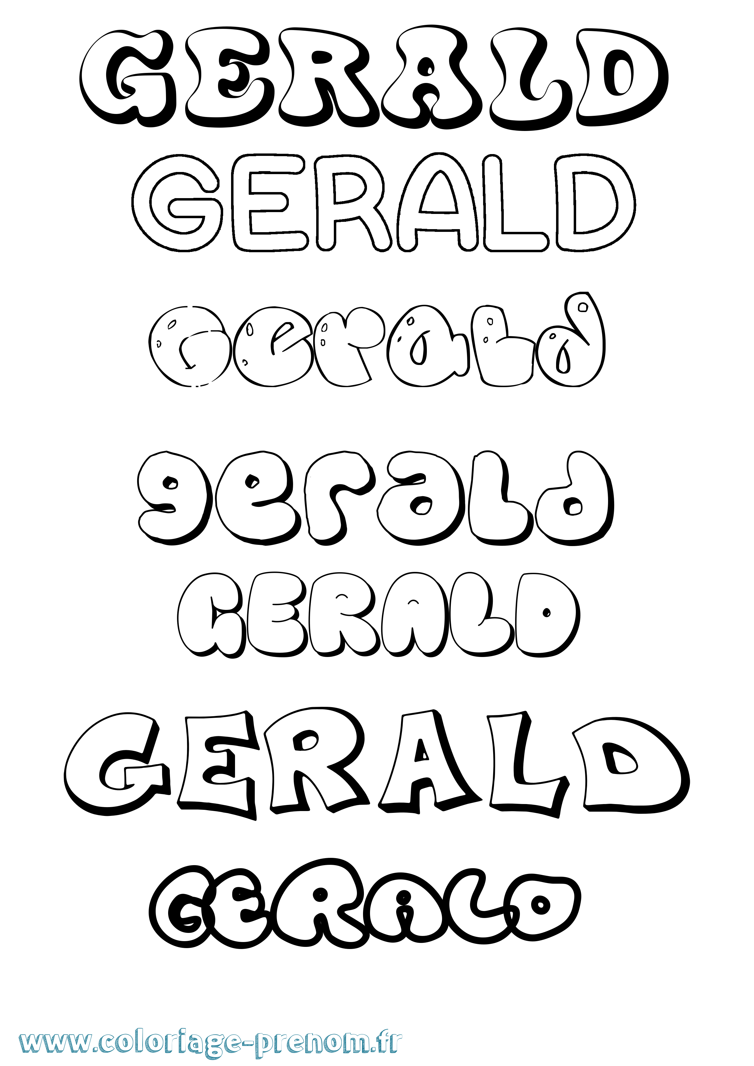Coloriage prénom Gerald Bubble