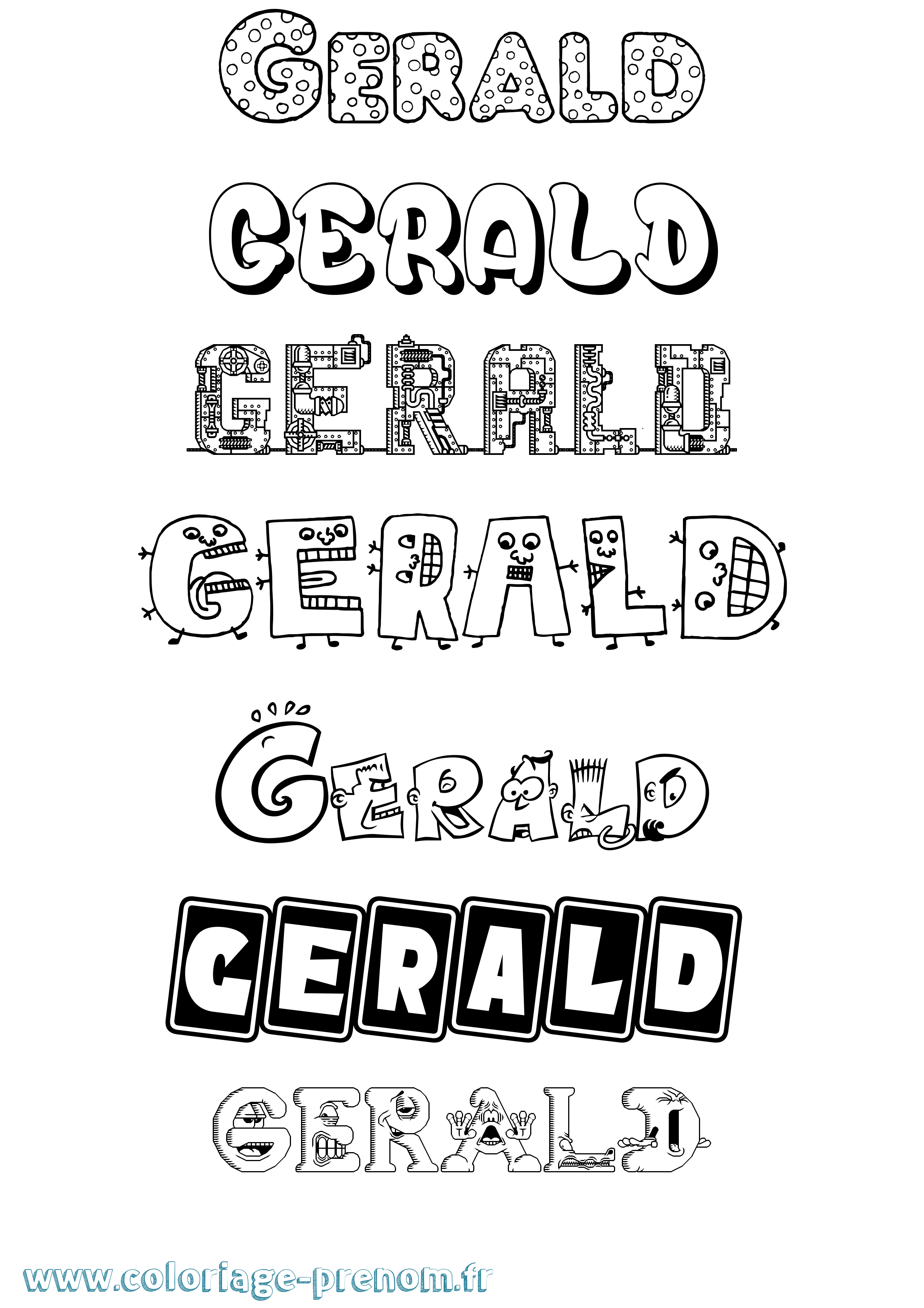 Coloriage prénom Gerald Fun