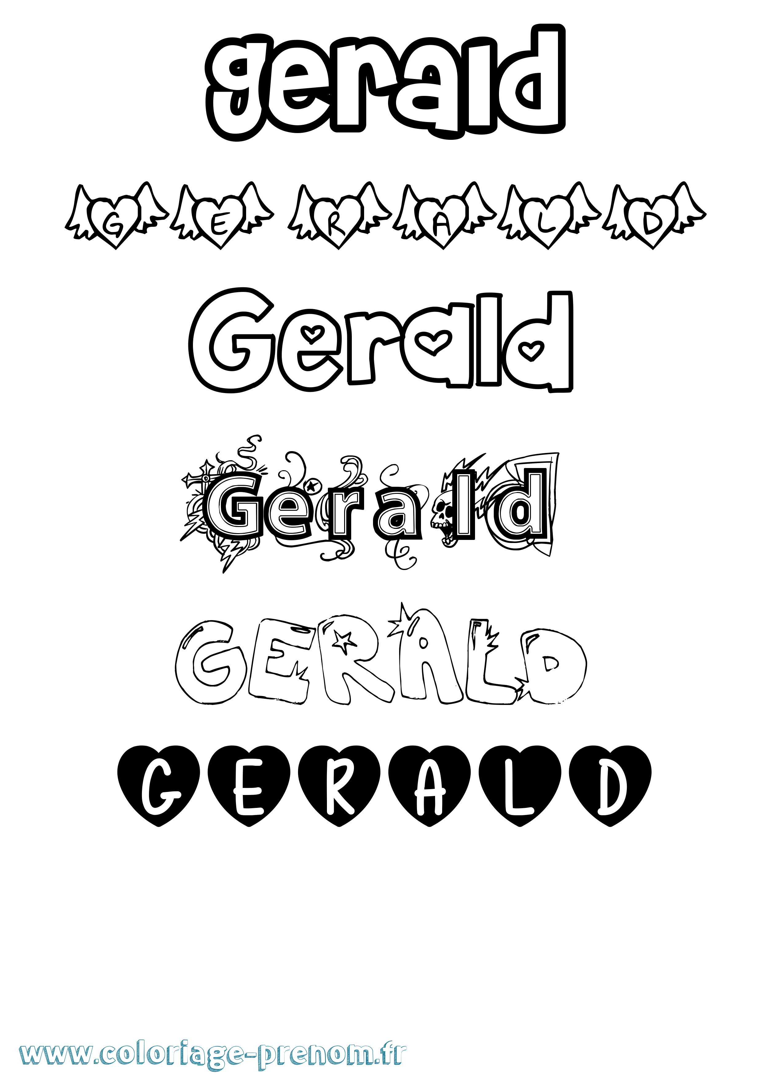 Coloriage prénom Gerald Girly