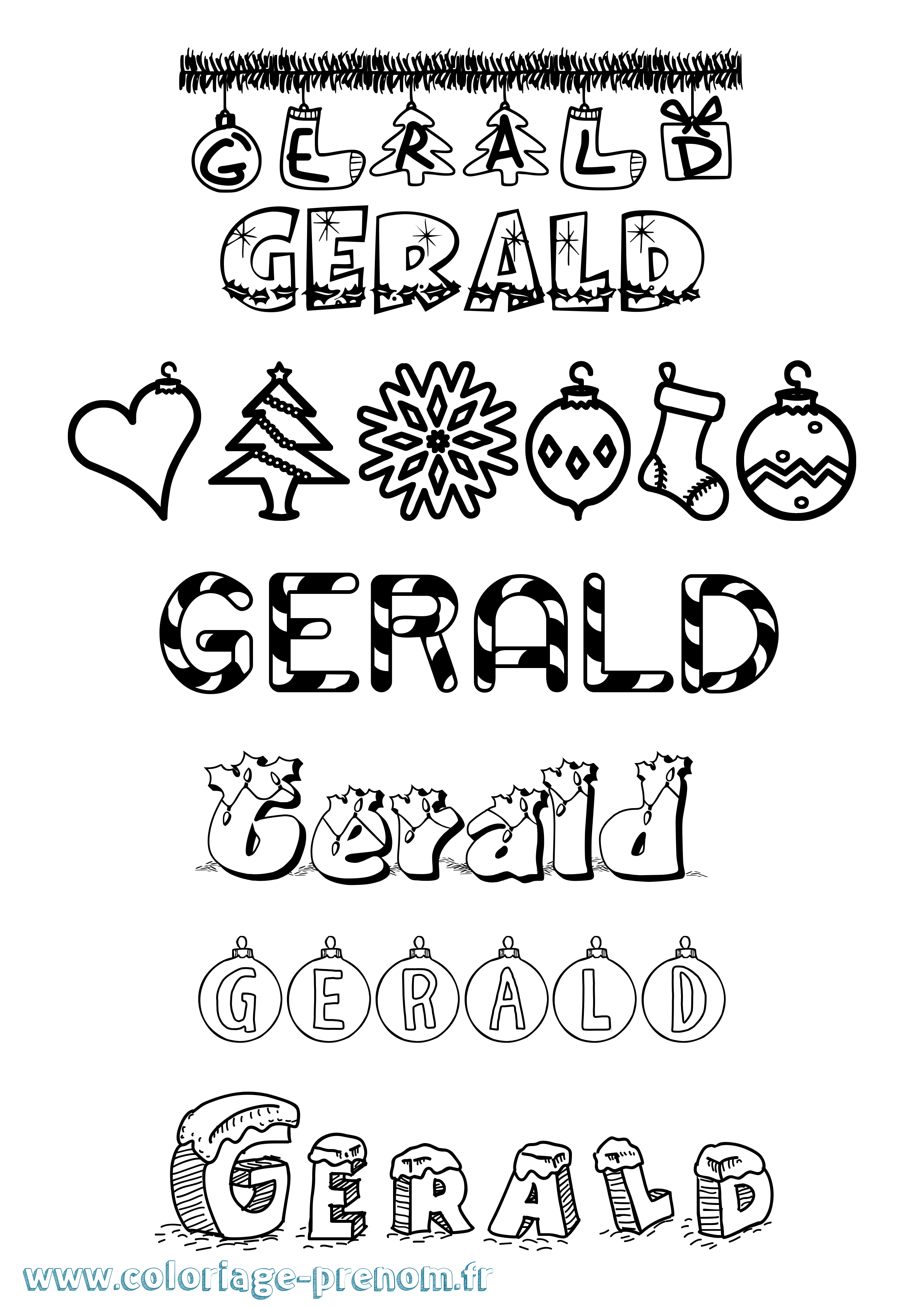 Coloriage prénom Gerald Noël