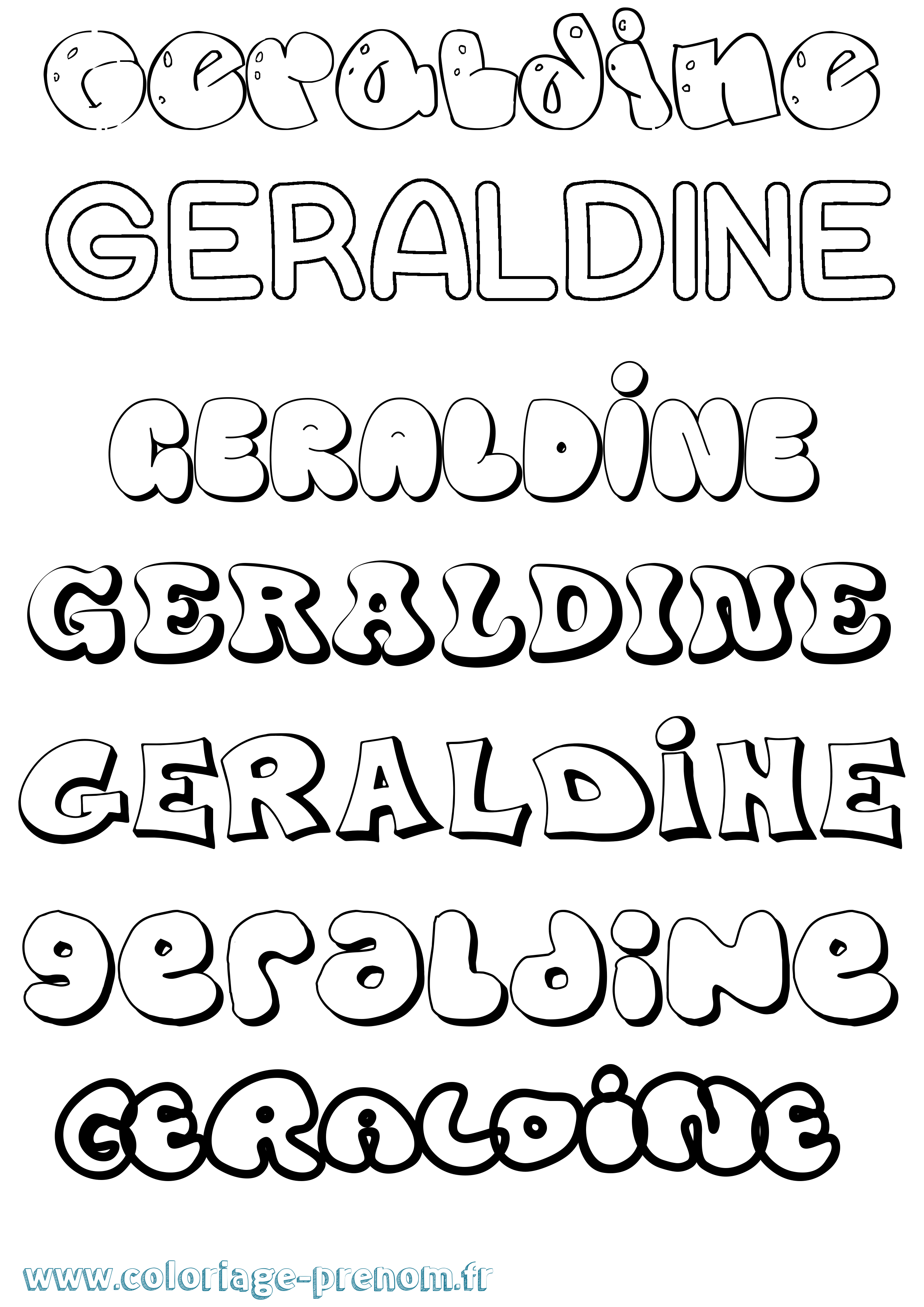 Coloriage prénom Geraldine Bubble