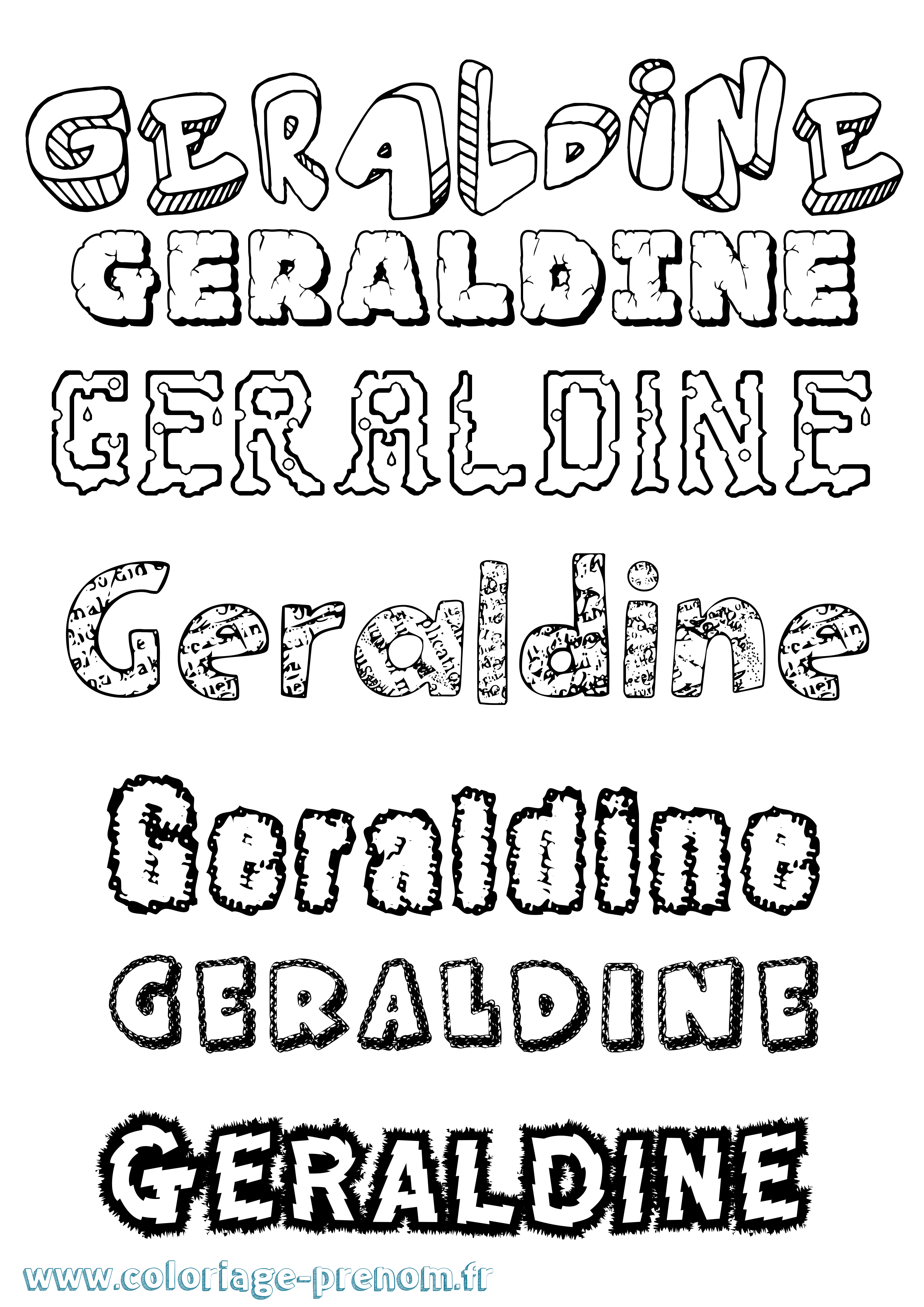 Coloriage prénom Geraldine Destructuré