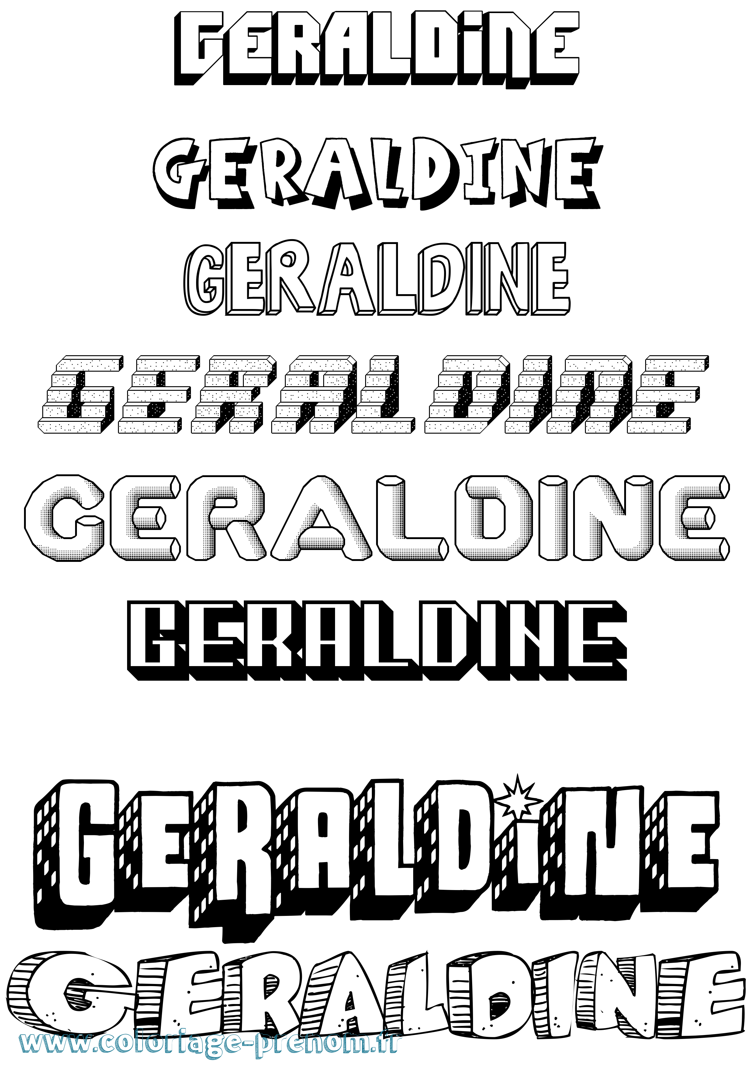 Coloriage prénom Geraldine Effet 3D