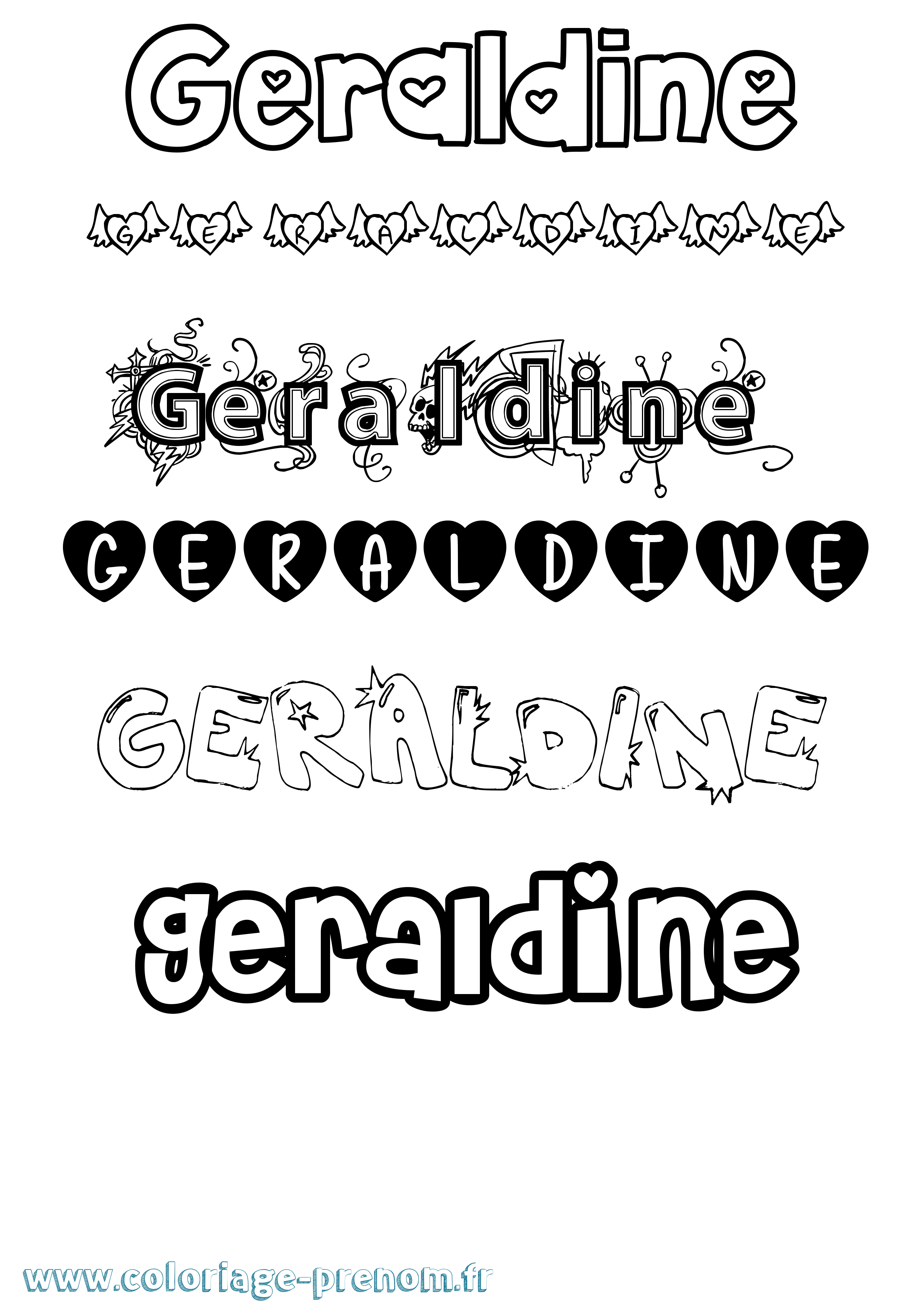 Coloriage prénom Geraldine Girly