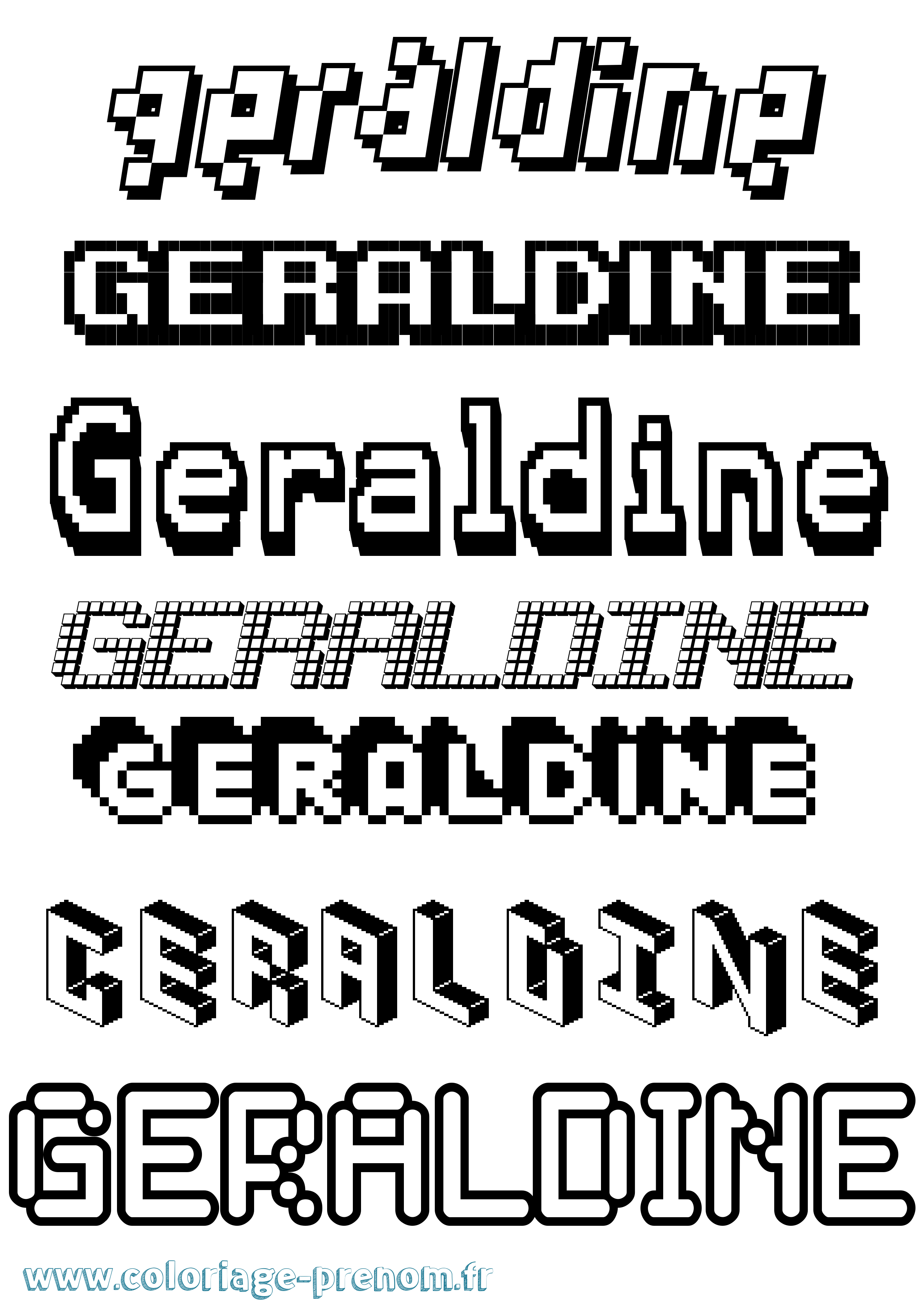 Coloriage prénom Geraldine Pixel