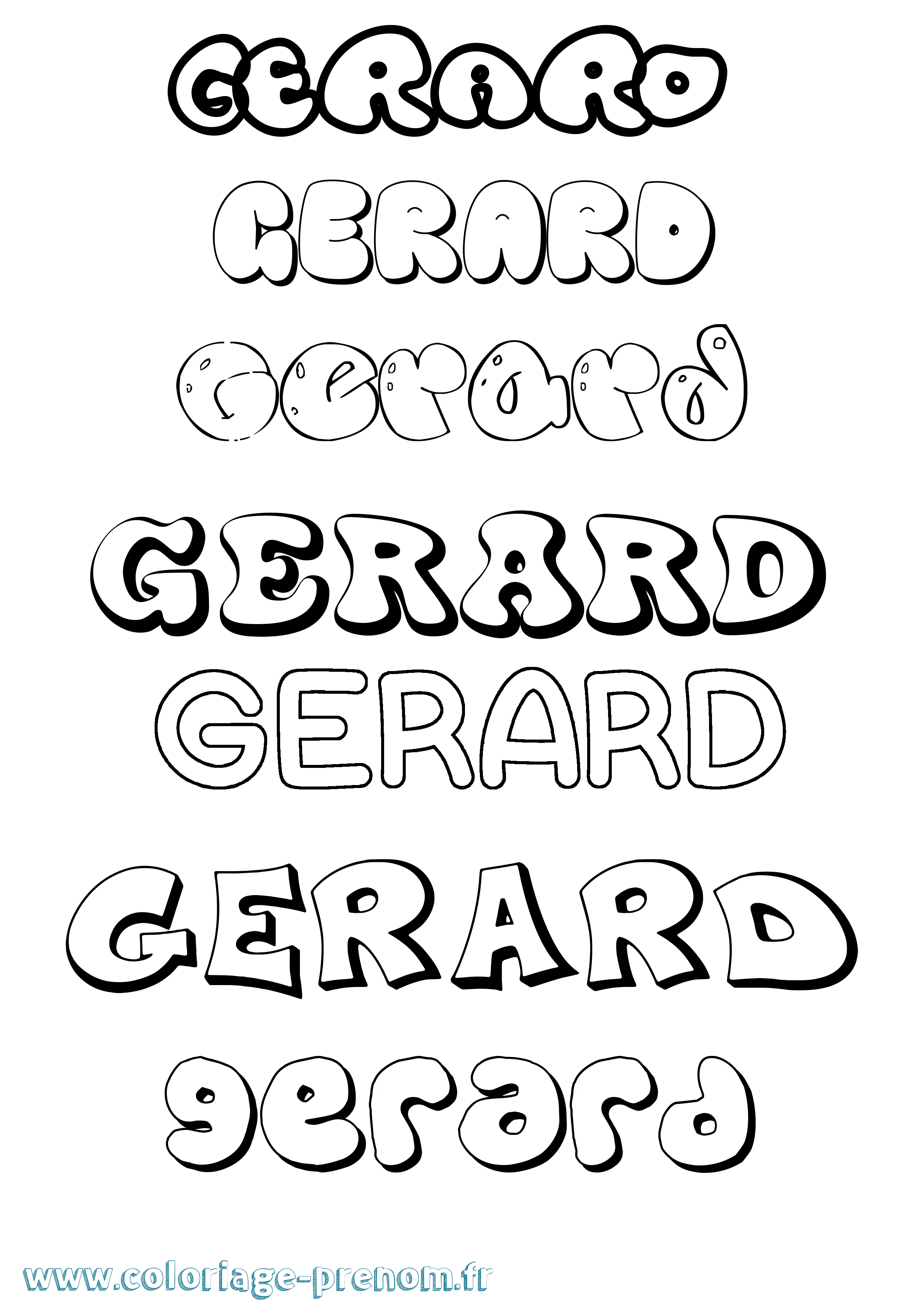 Coloriage Gerard Bubble Coloriage prénom Gerard Bubble