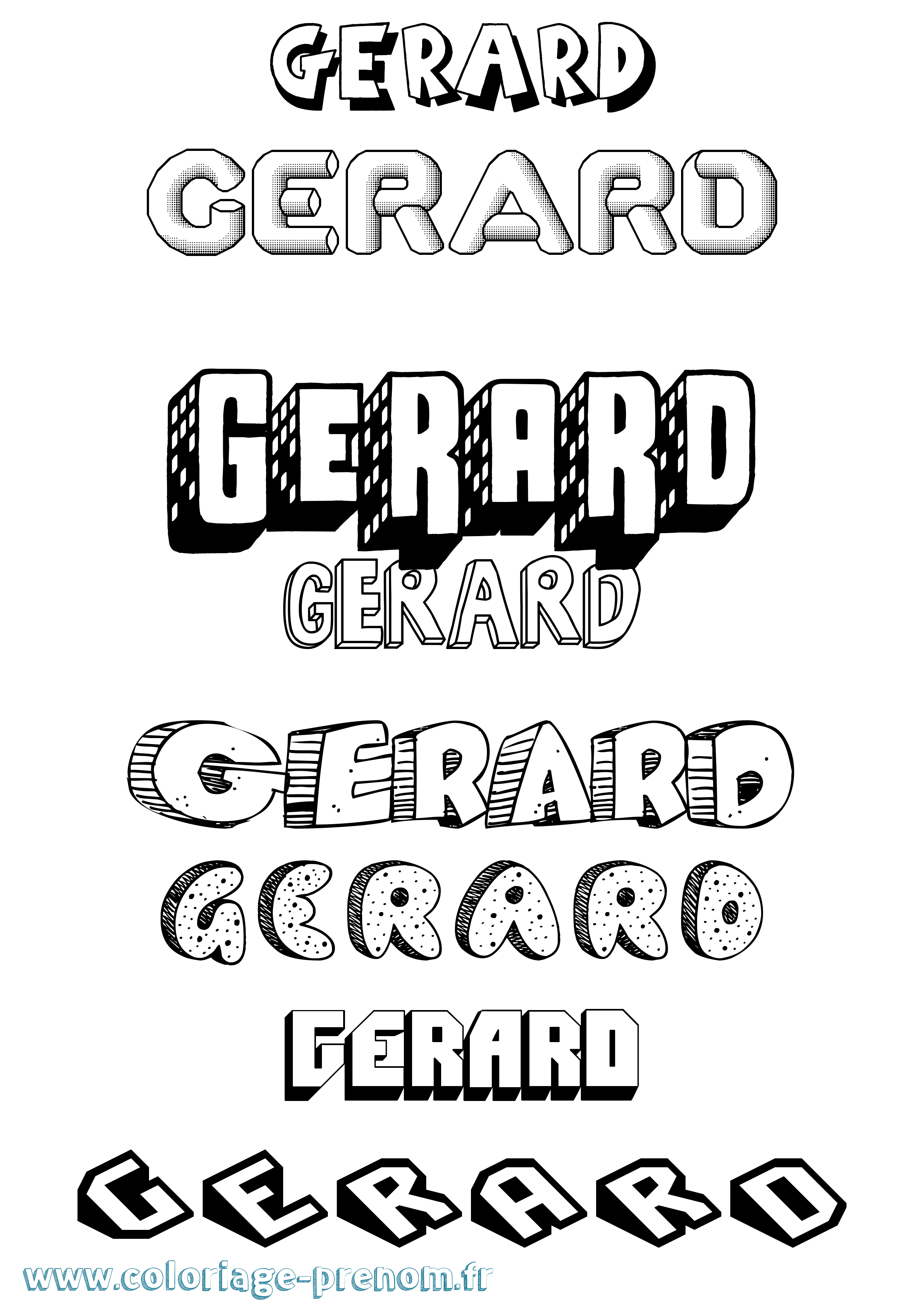 Coloriage Gerard Effet 3D Coloriage prénom Gerard Effet 3D
