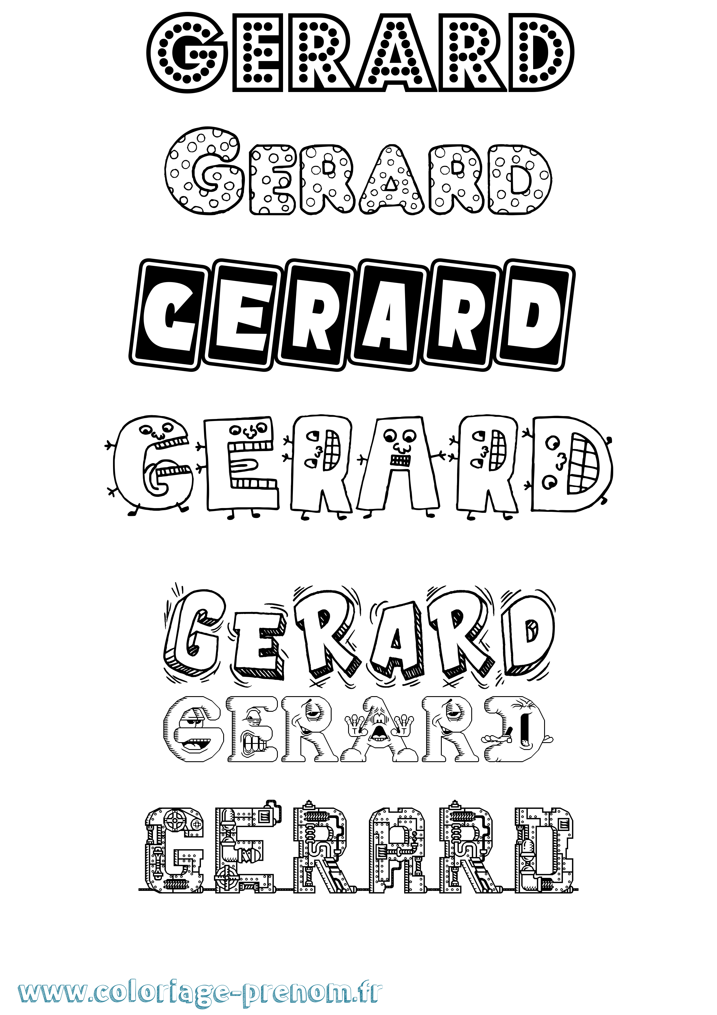 Coloriage Gerard Fun Coloriage prénom Gerard Fun