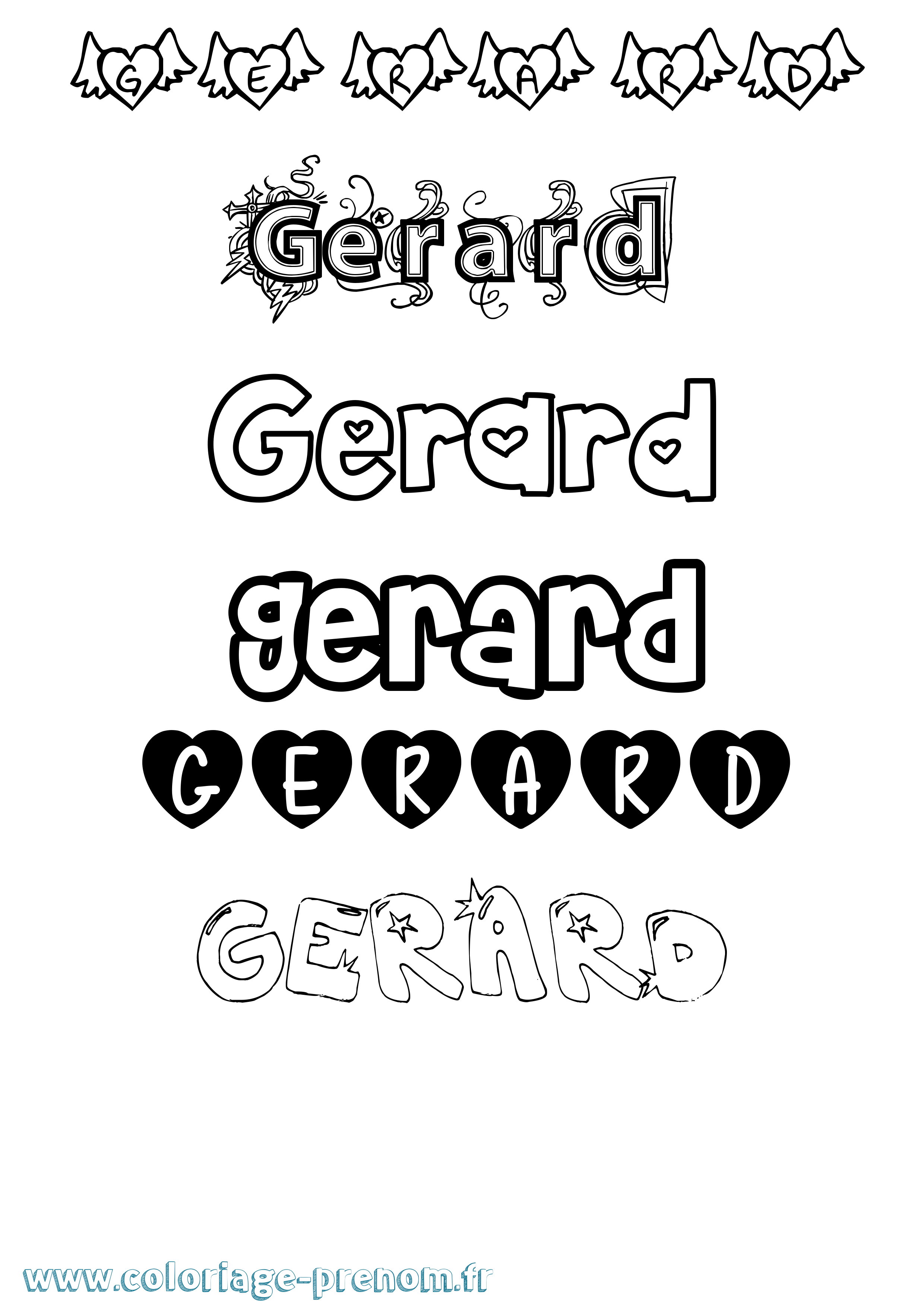 Coloriage Gerard Girly Coloriage prénom Gerard Girly