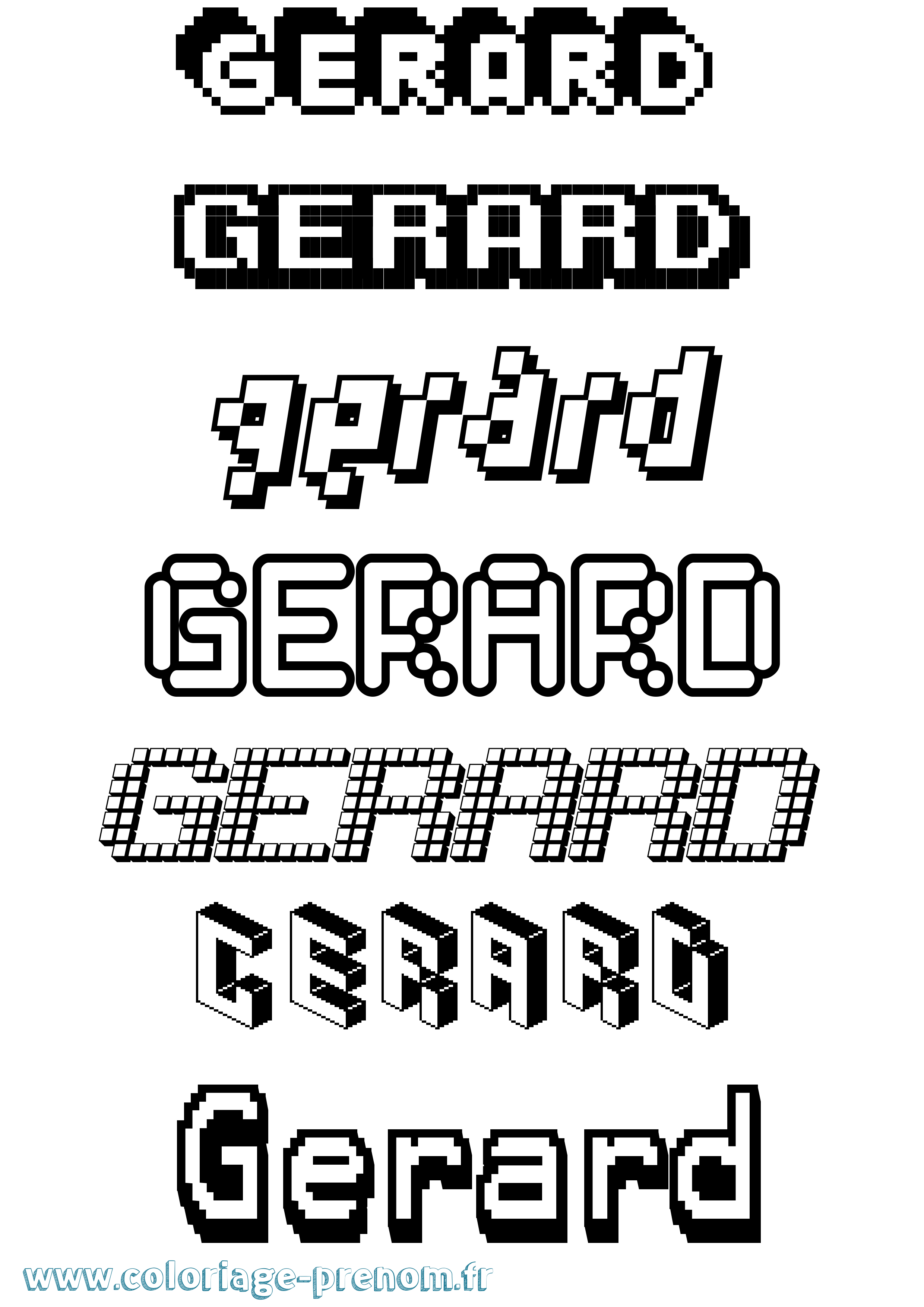 Coloriage Gerard Pixel Coloriage prénom Gerard Pixel
