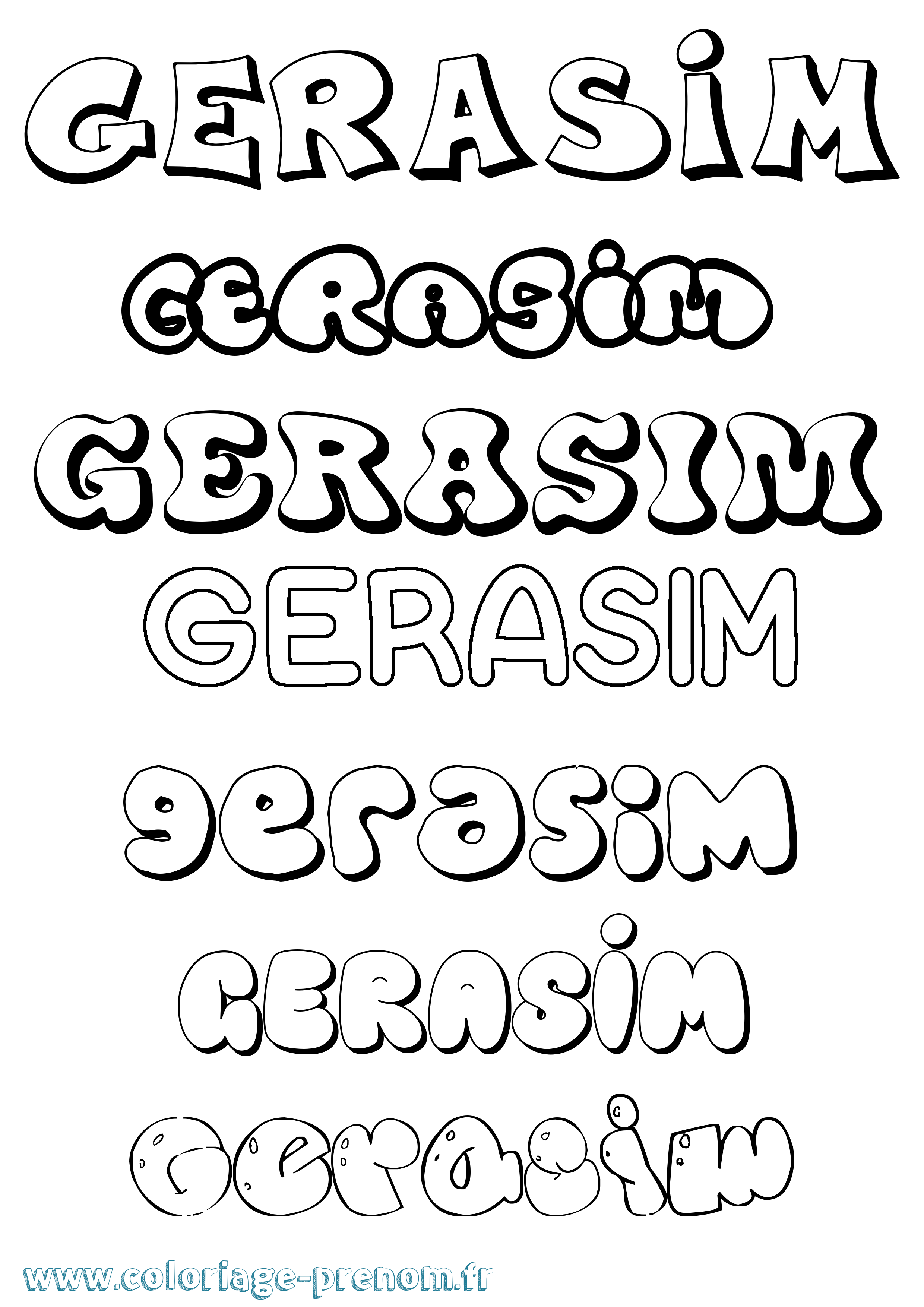 Coloriage prénom Gerasim Bubble