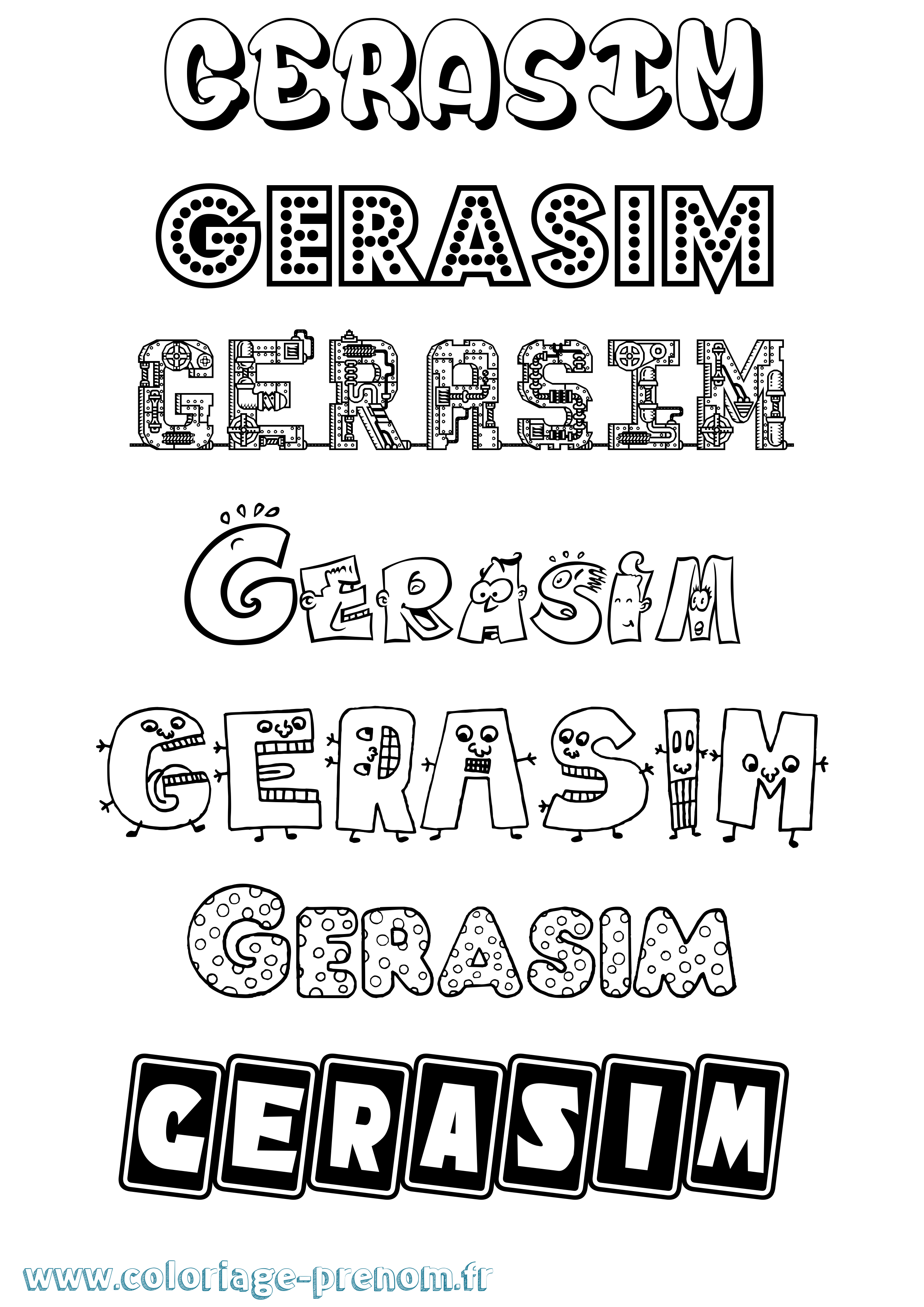 Coloriage prénom Gerasim Fun