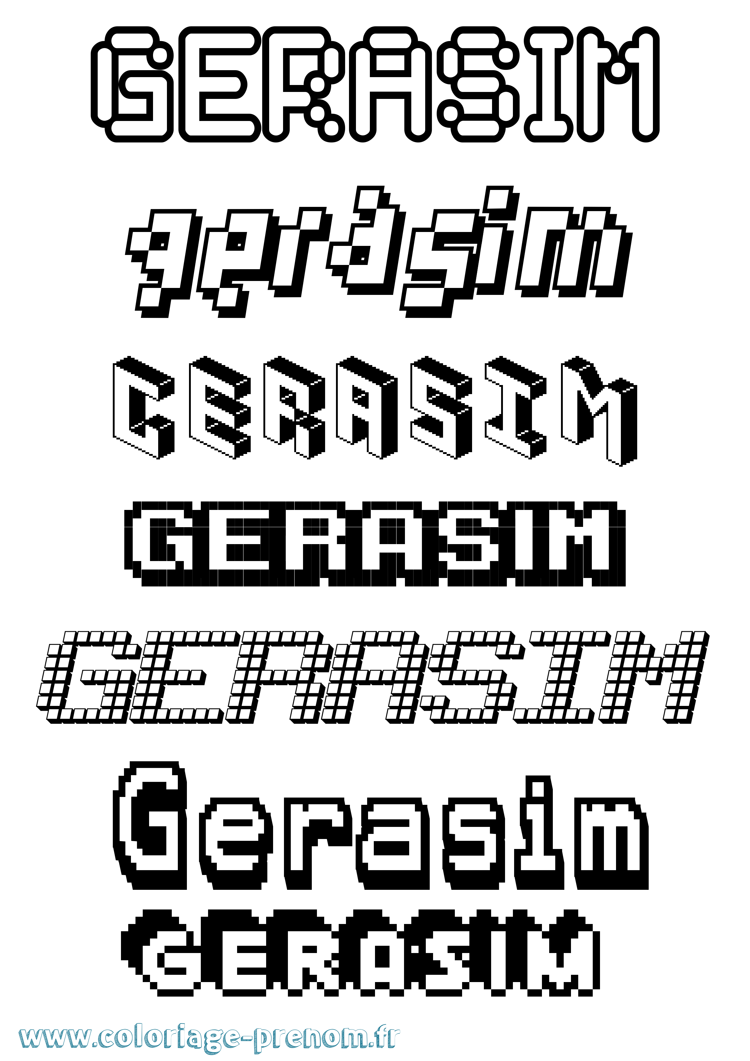 Coloriage prénom Gerasim Pixel