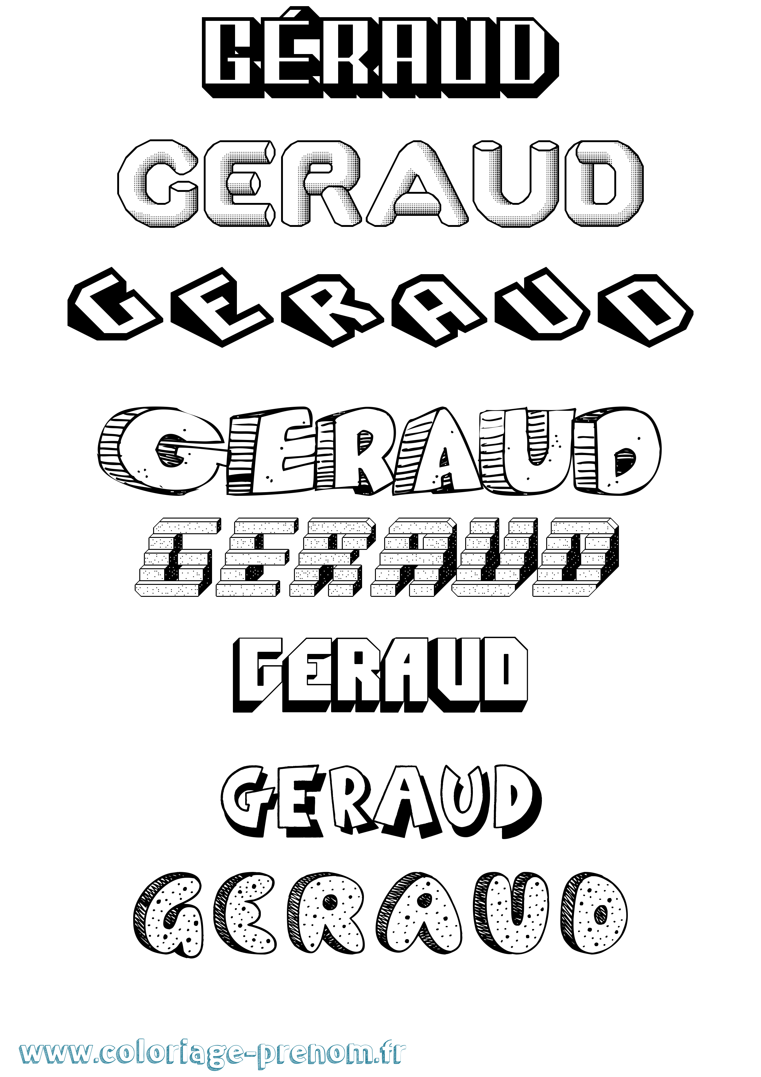 Coloriage prénom Géraud Effet 3D