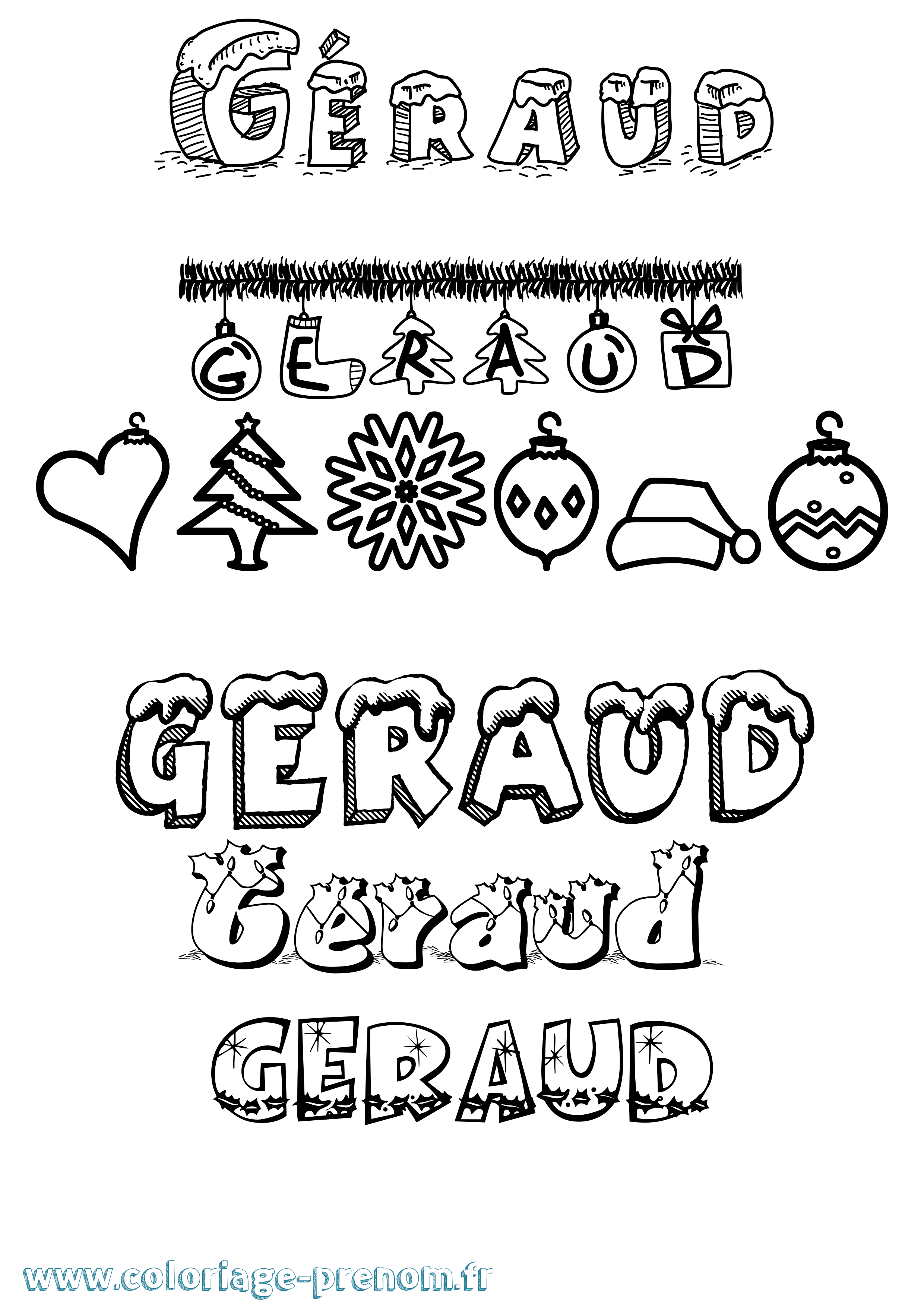 Coloriage prénom Géraud Noël