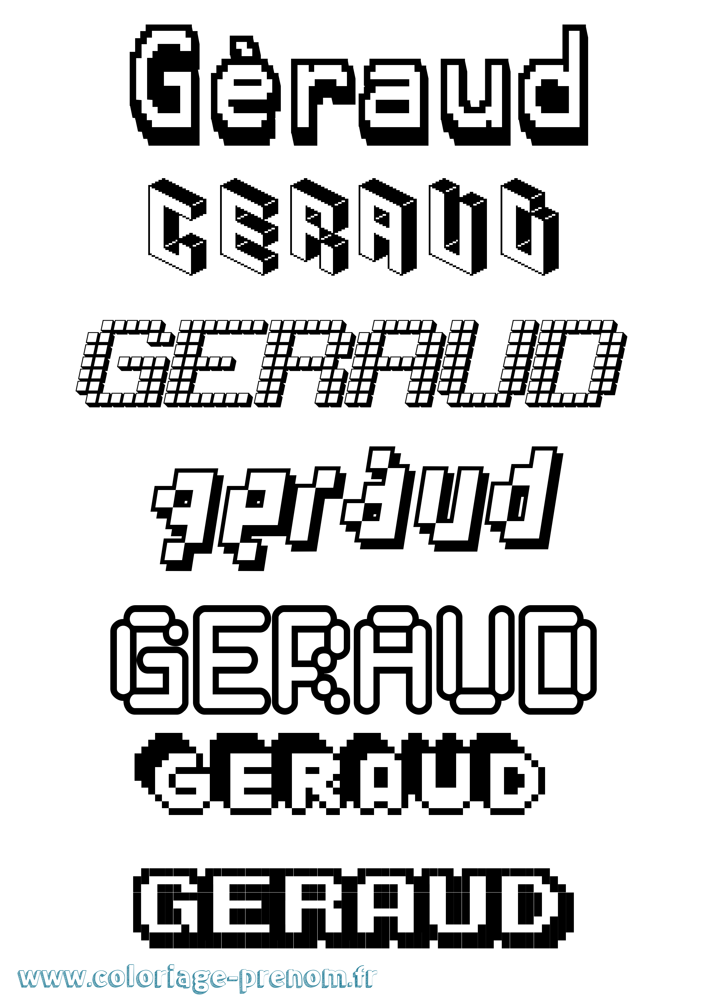 Coloriage prénom Géraud Pixel