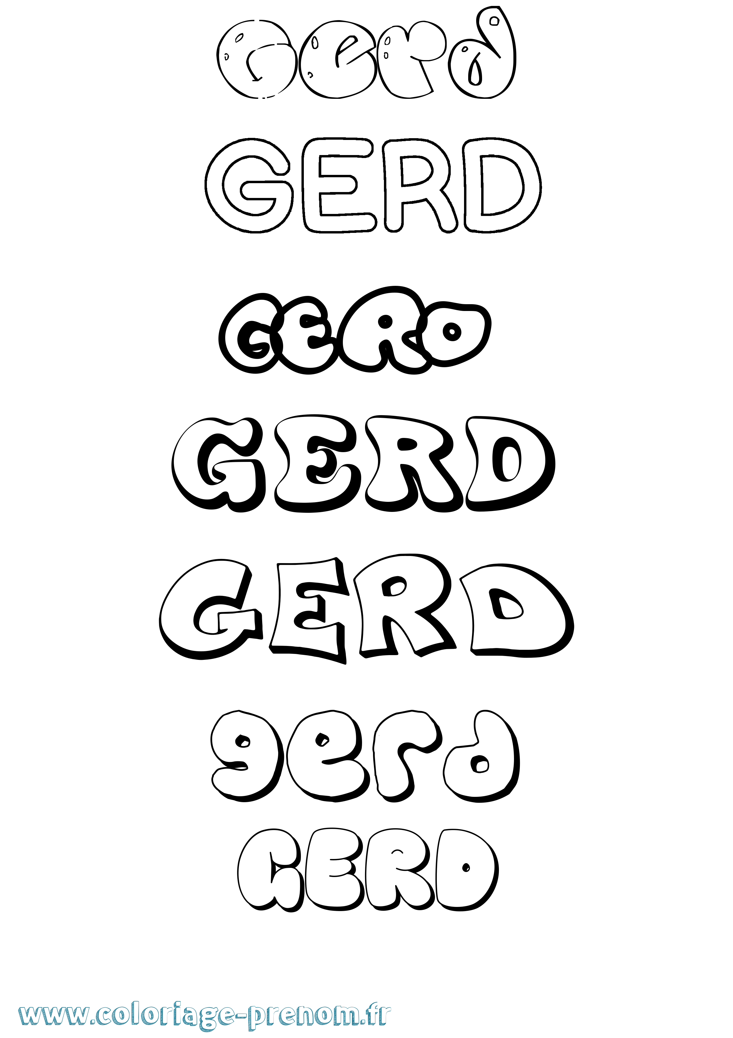 Coloriage prénom Gerd Bubble