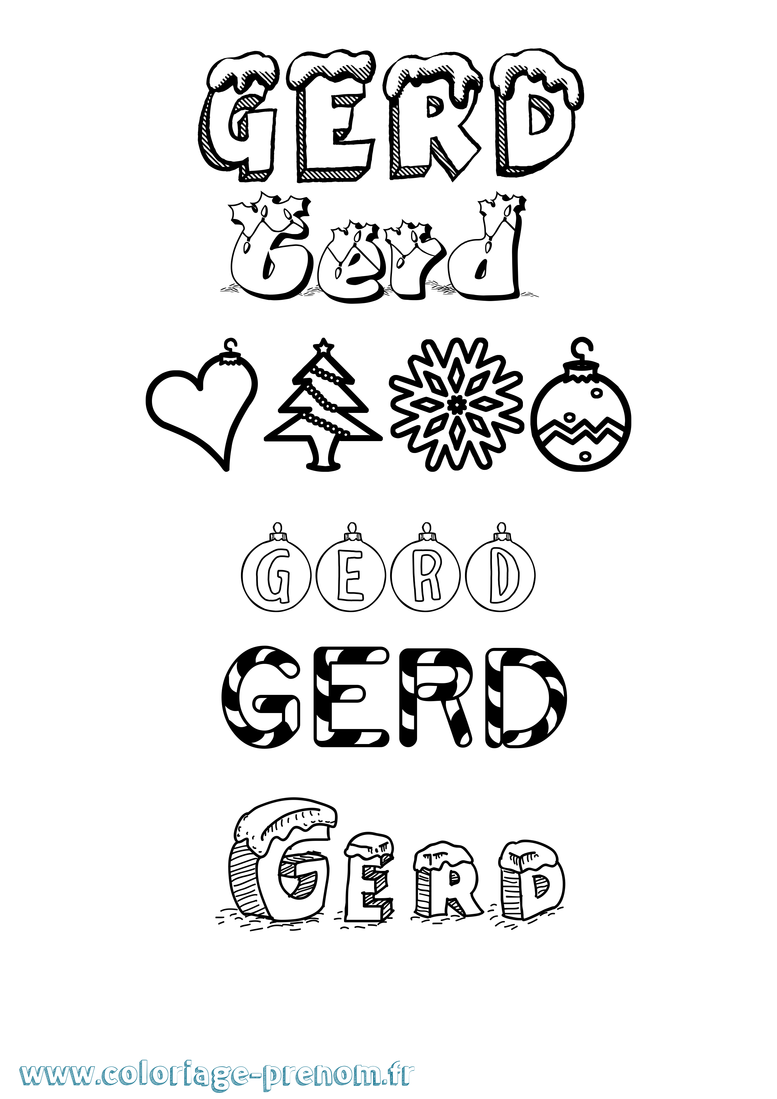 Coloriage prénom Gerd Noël