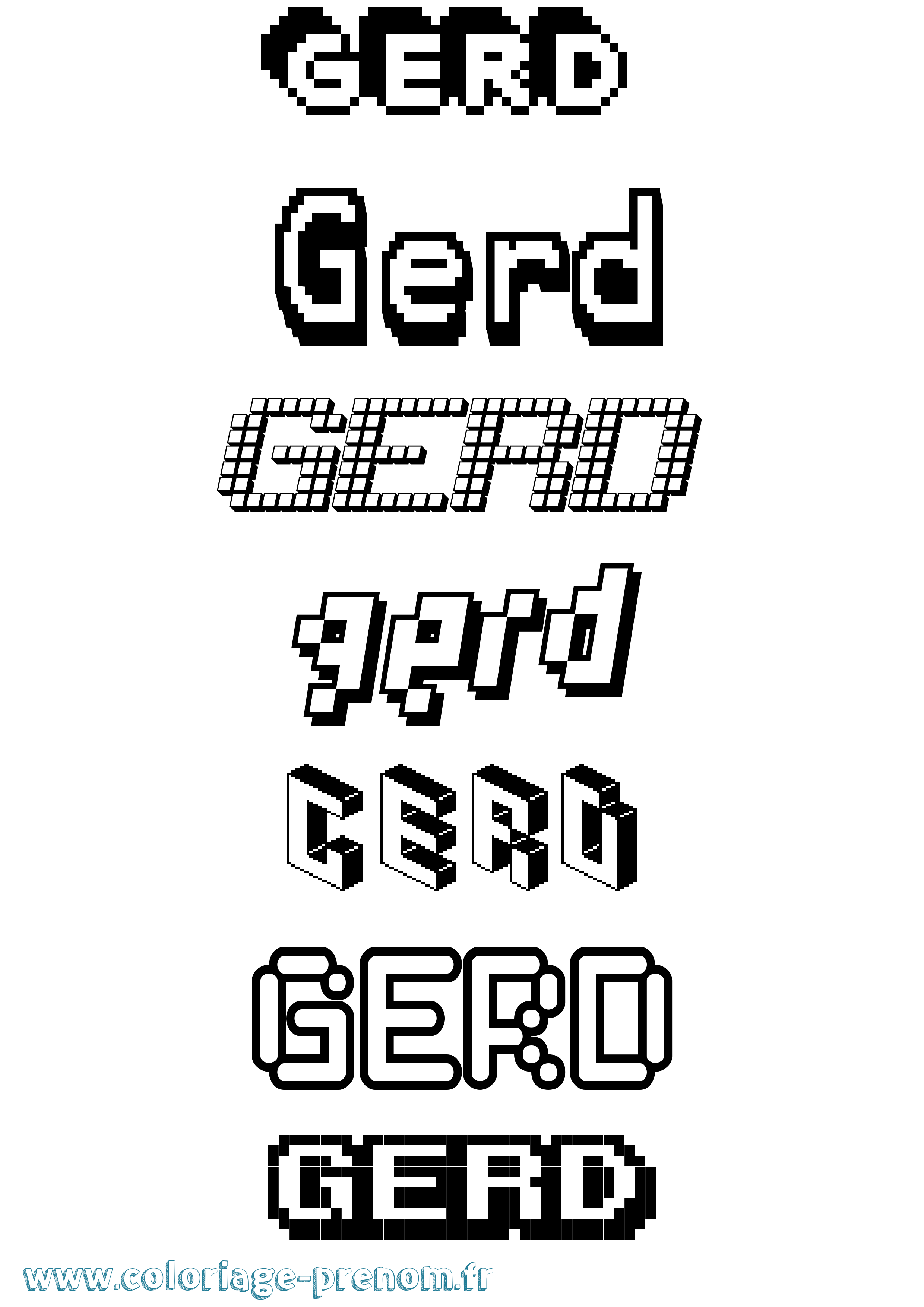 Coloriage prénom Gerd Pixel