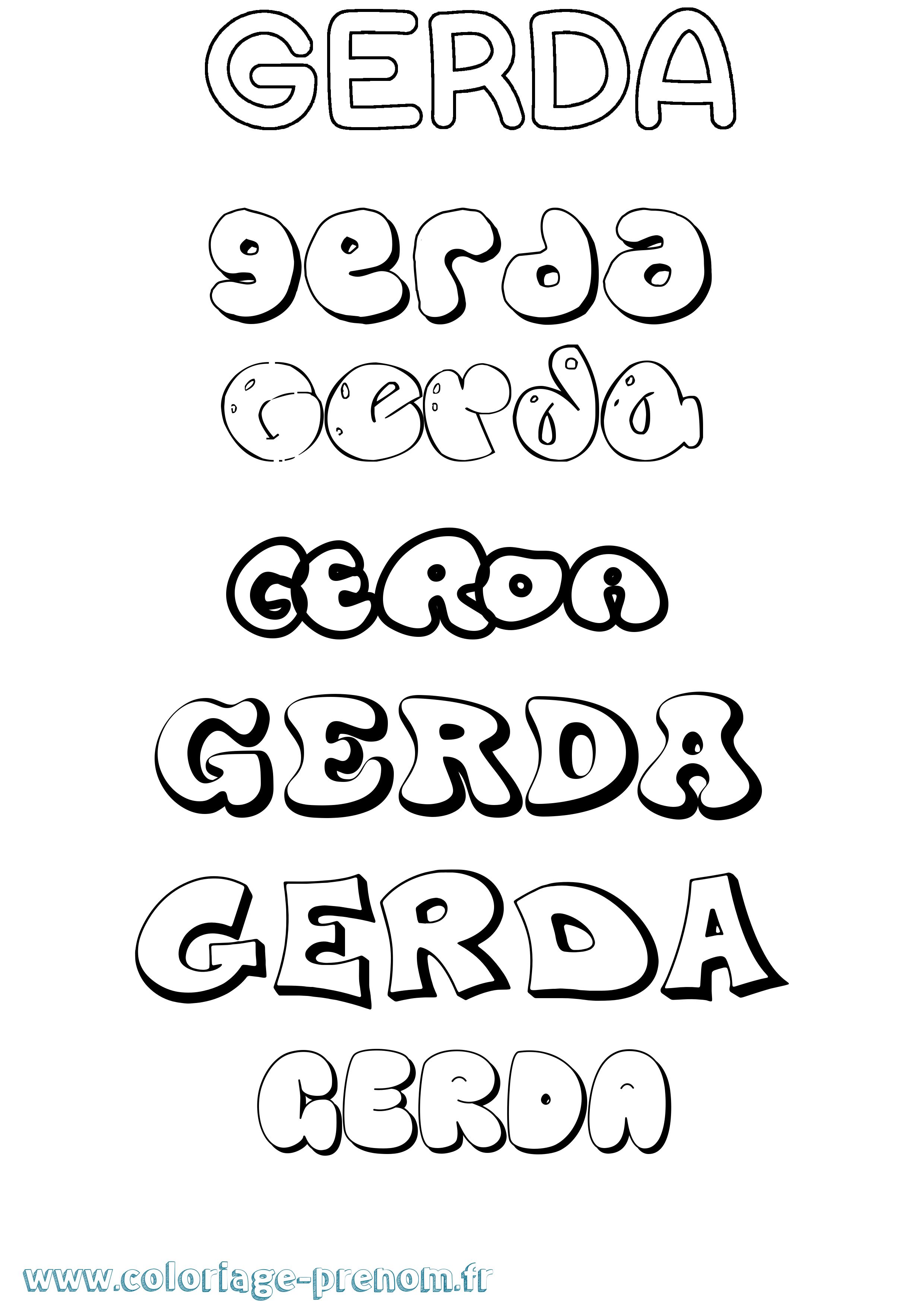 Coloriage prénom Gerda Bubble