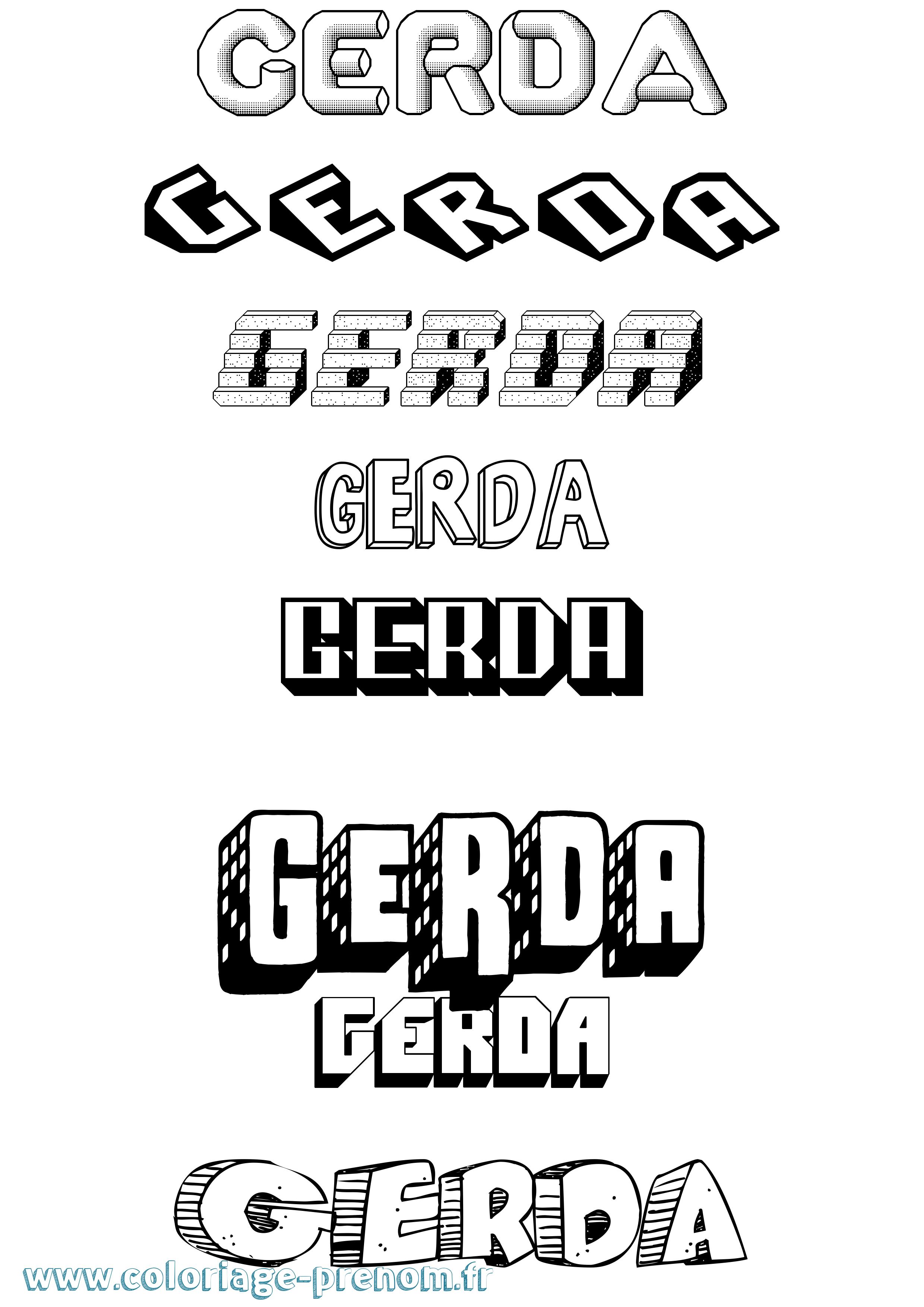 Coloriage prénom Gerda Effet 3D