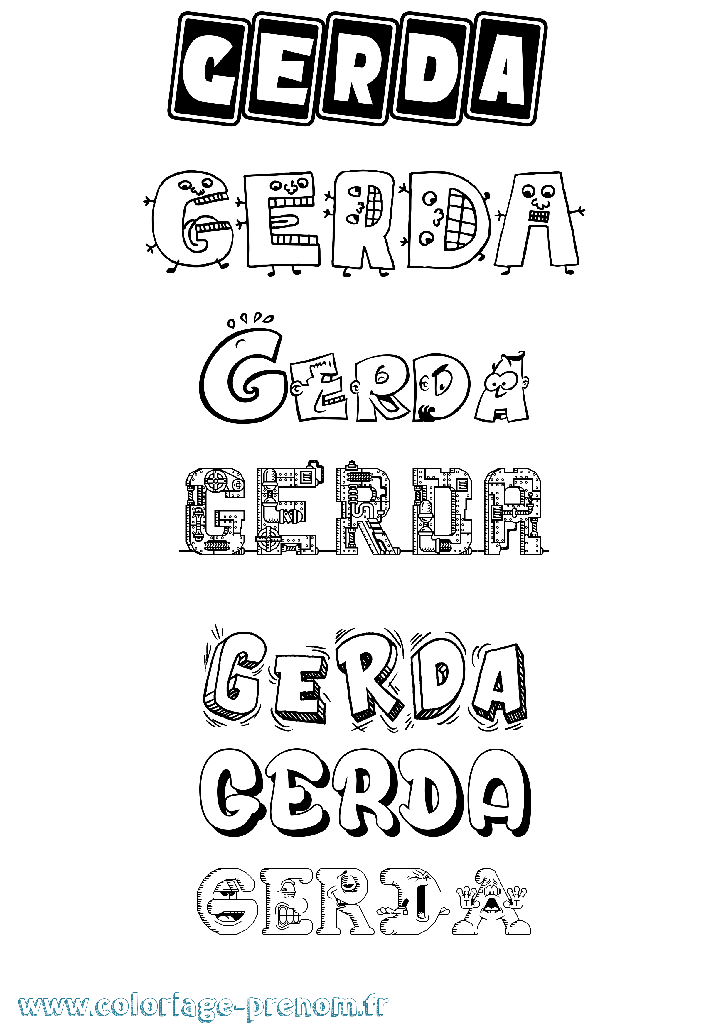 Coloriage prénom Gerda Fun