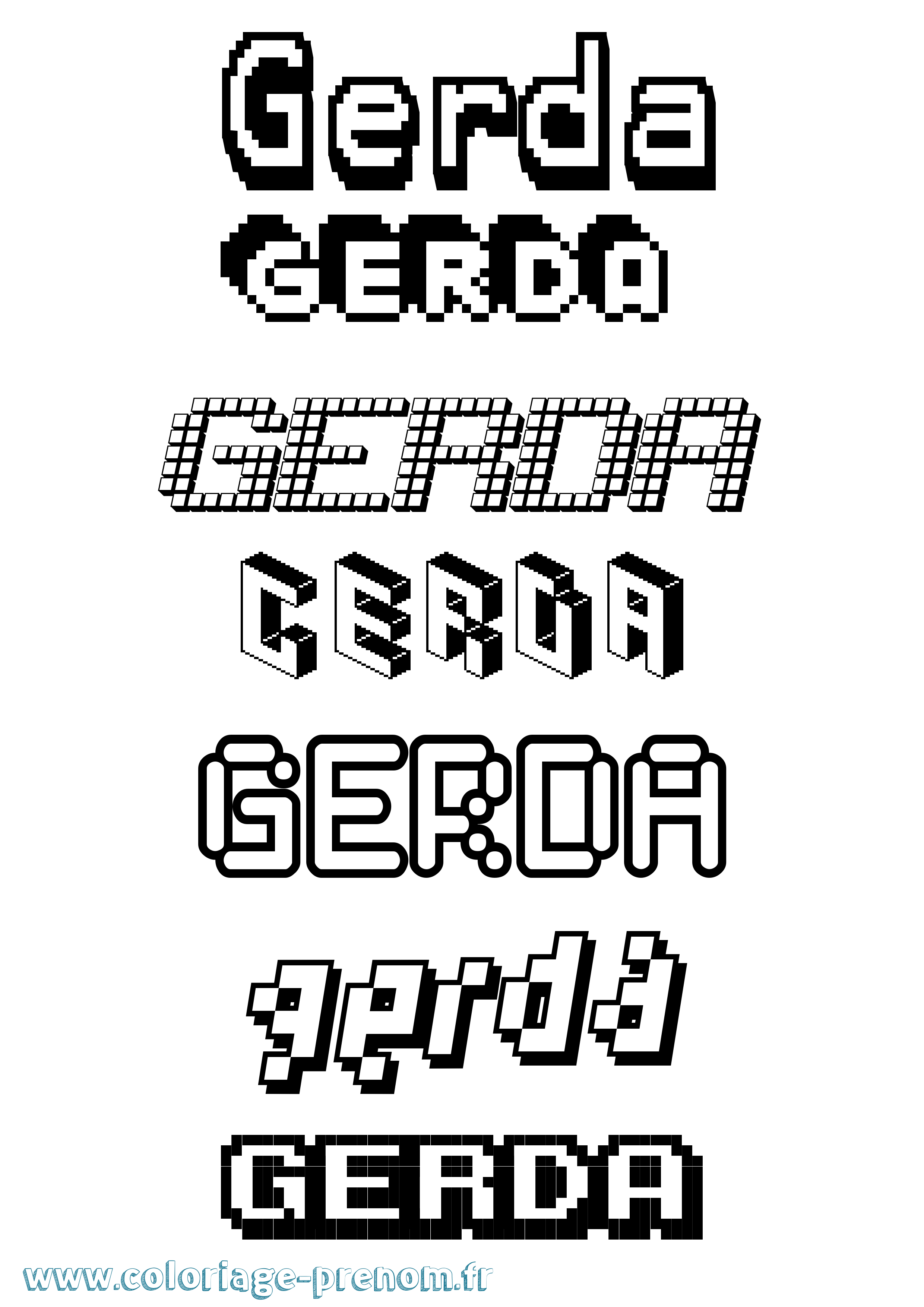 Coloriage prénom Gerda Pixel