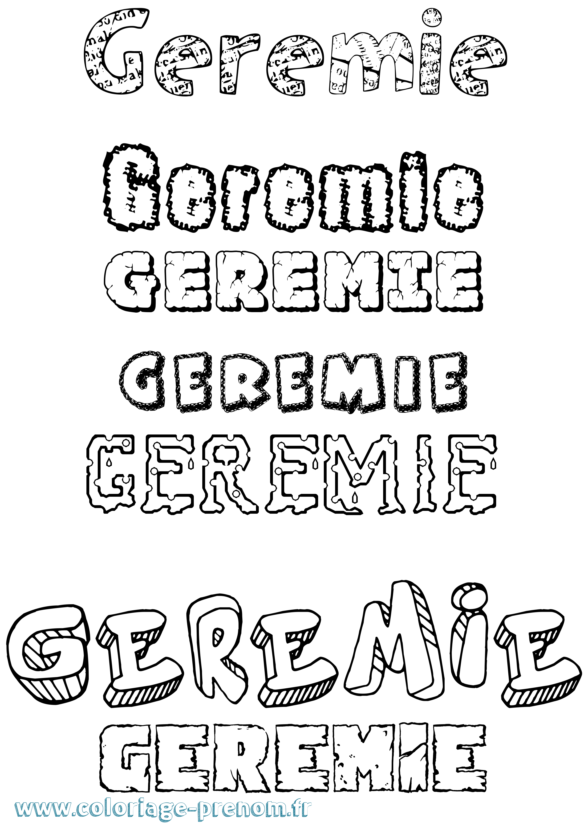 Coloriage prénom Geremie Destructuré