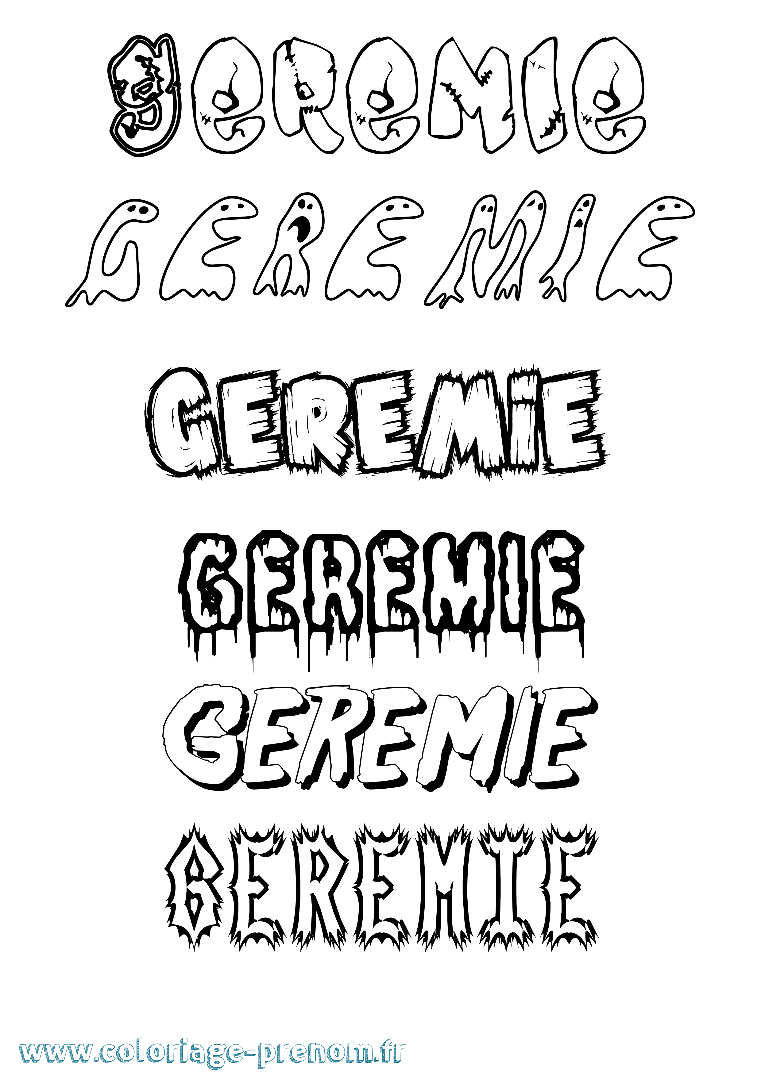 Coloriage prénom Geremie Frisson