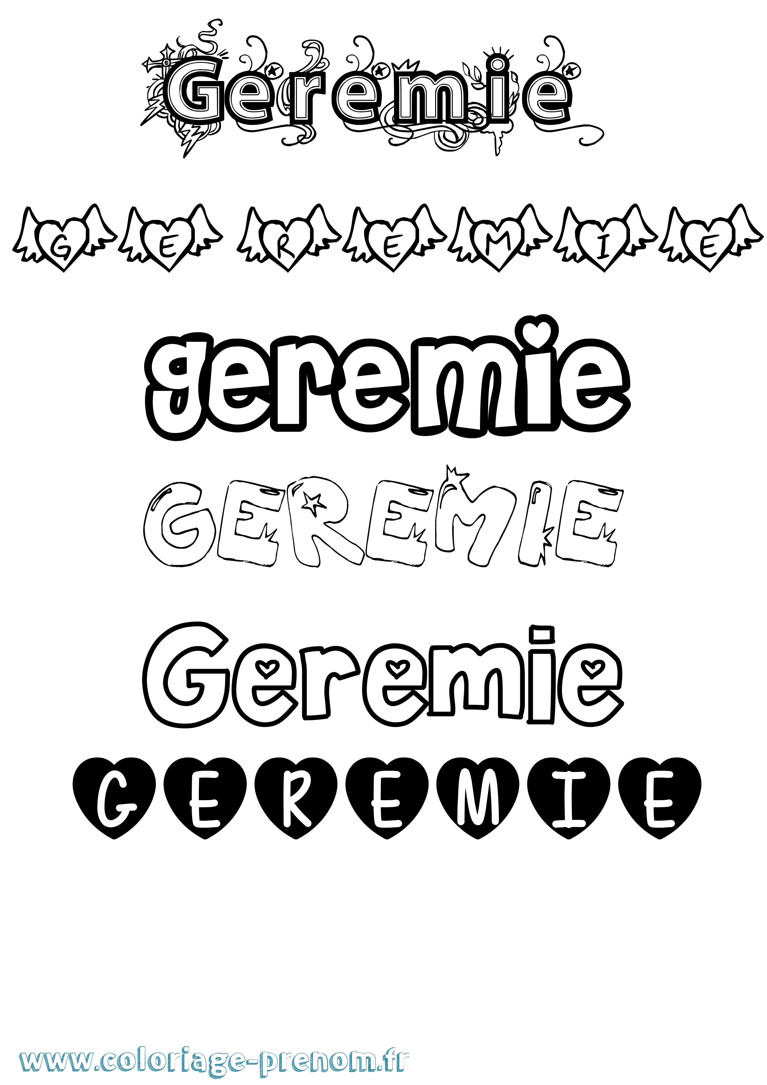 Coloriage prénom Geremie Girly