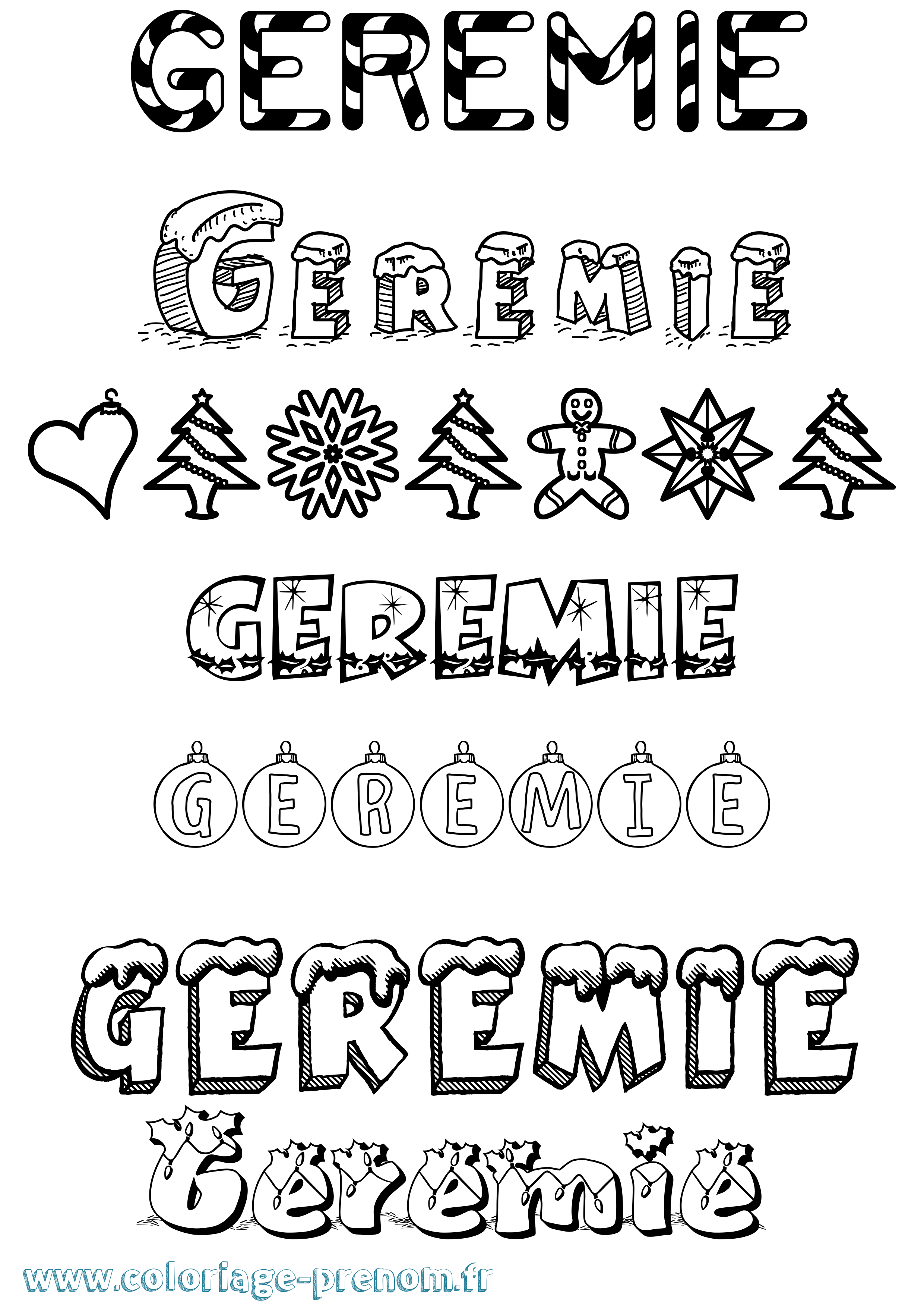 Coloriage prénom Geremie Noël