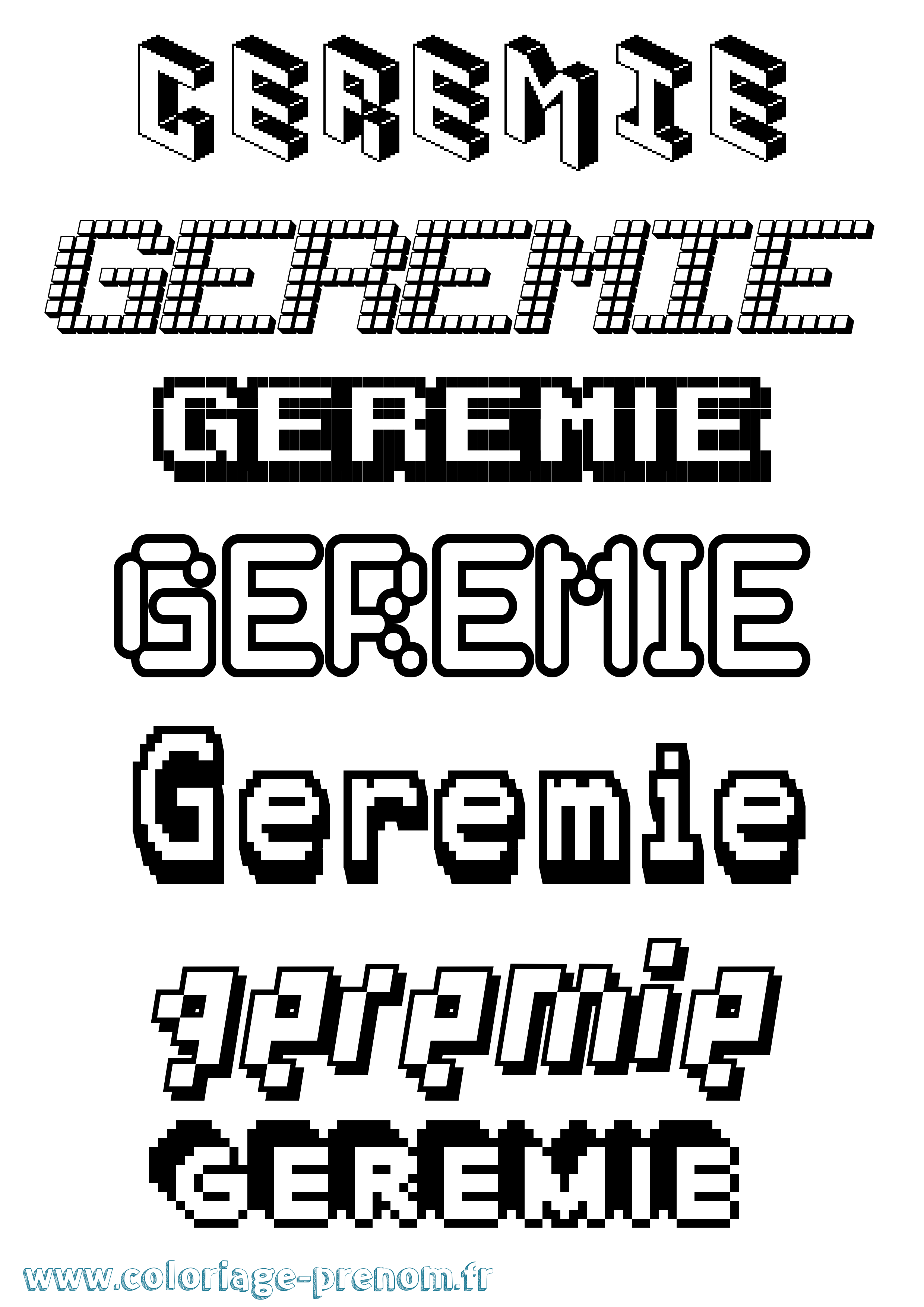 Coloriage prénom Geremie Pixel